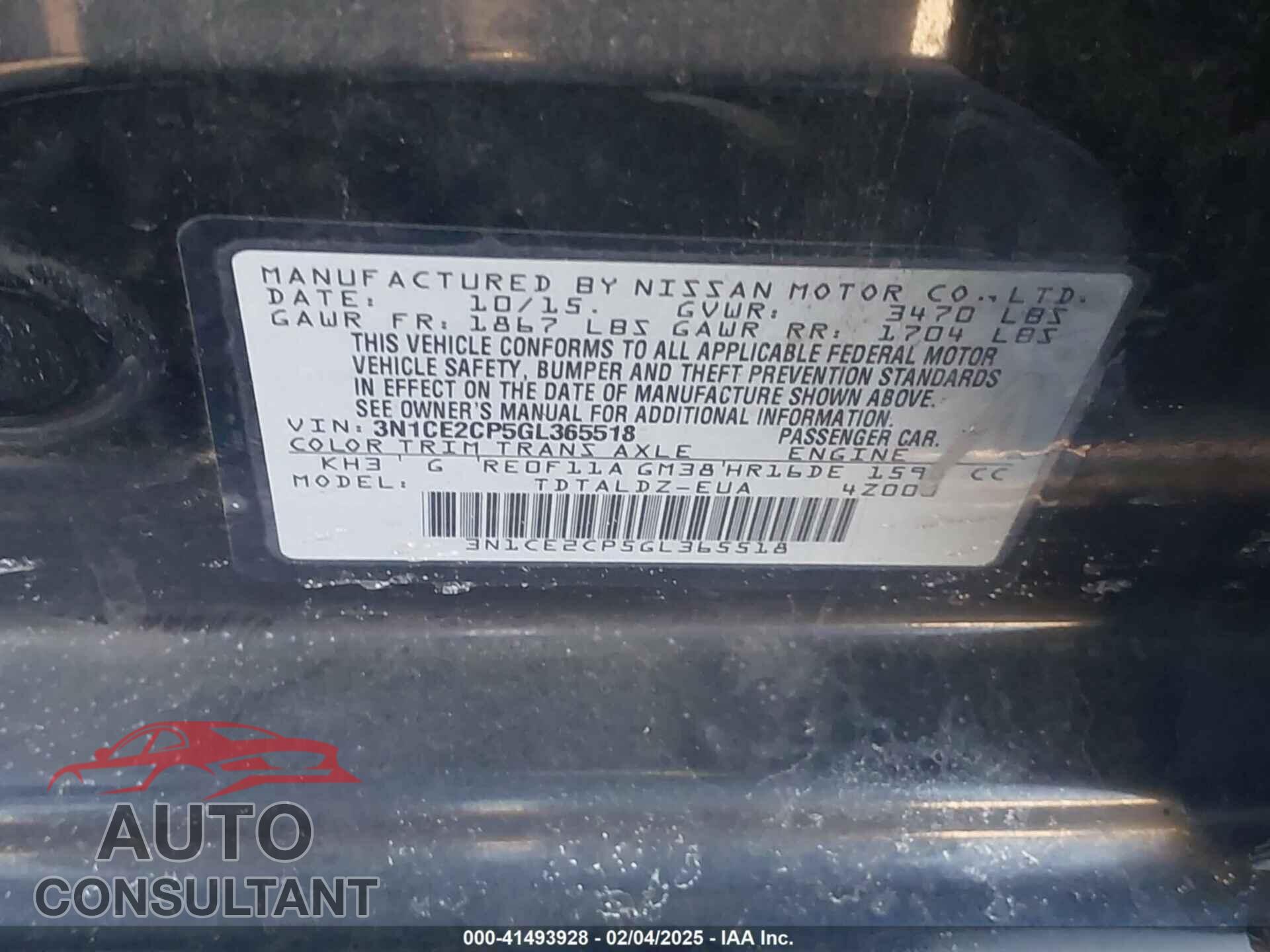 NISSAN VERSA NOTE 2016 - 3N1CE2CP5GL365518