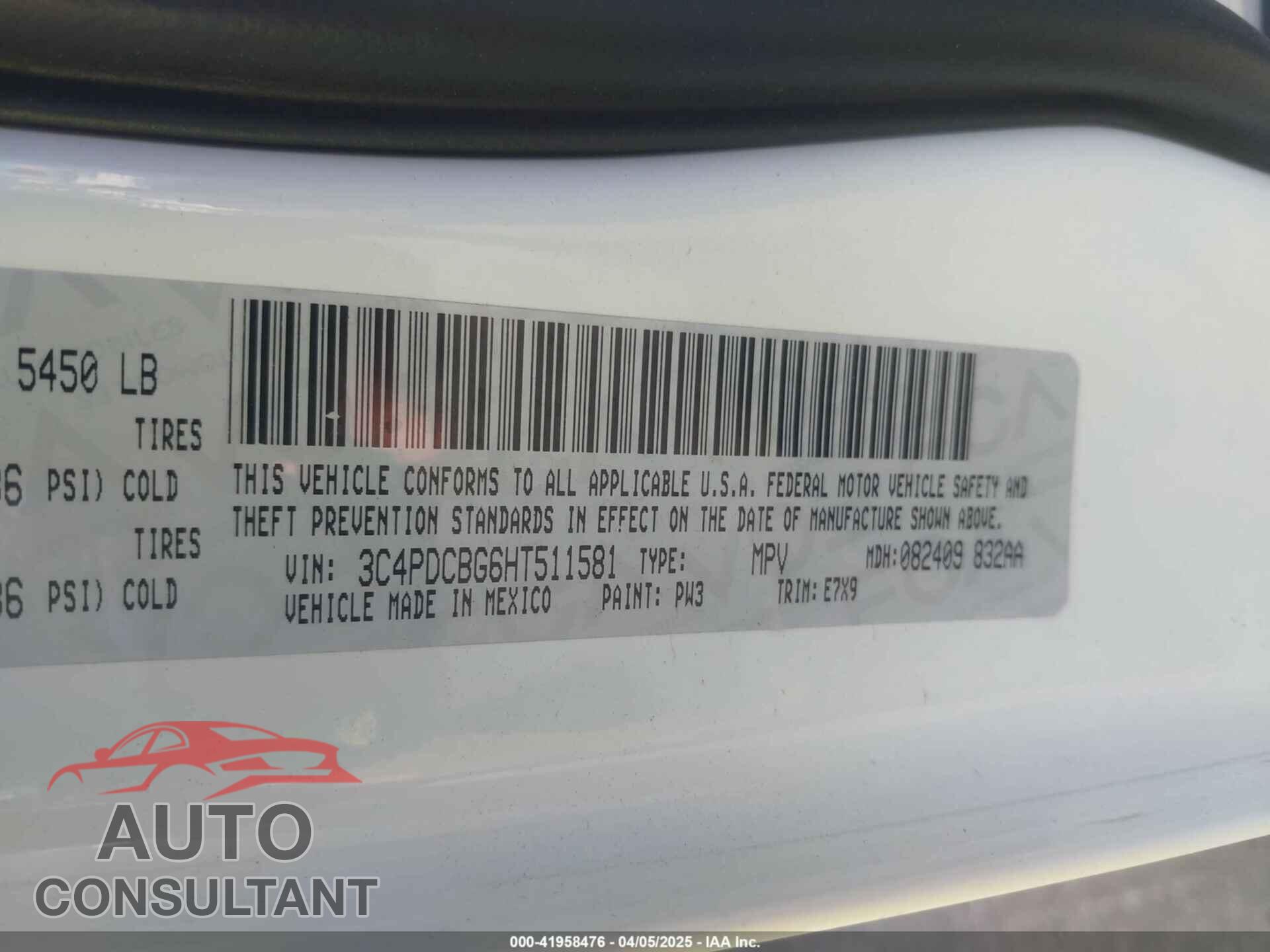 DODGE JOURNEY 2017 - 3C4PDCBG6HT511581