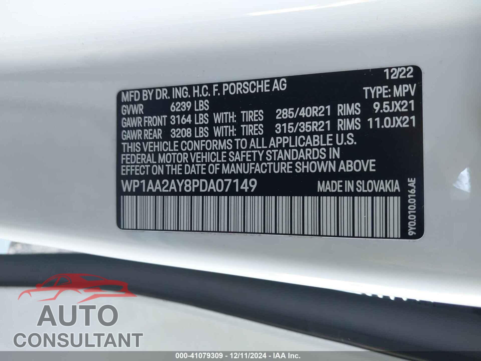 PORSCHE CAYENNE 2023 - WP1AA2AY8PDA07149