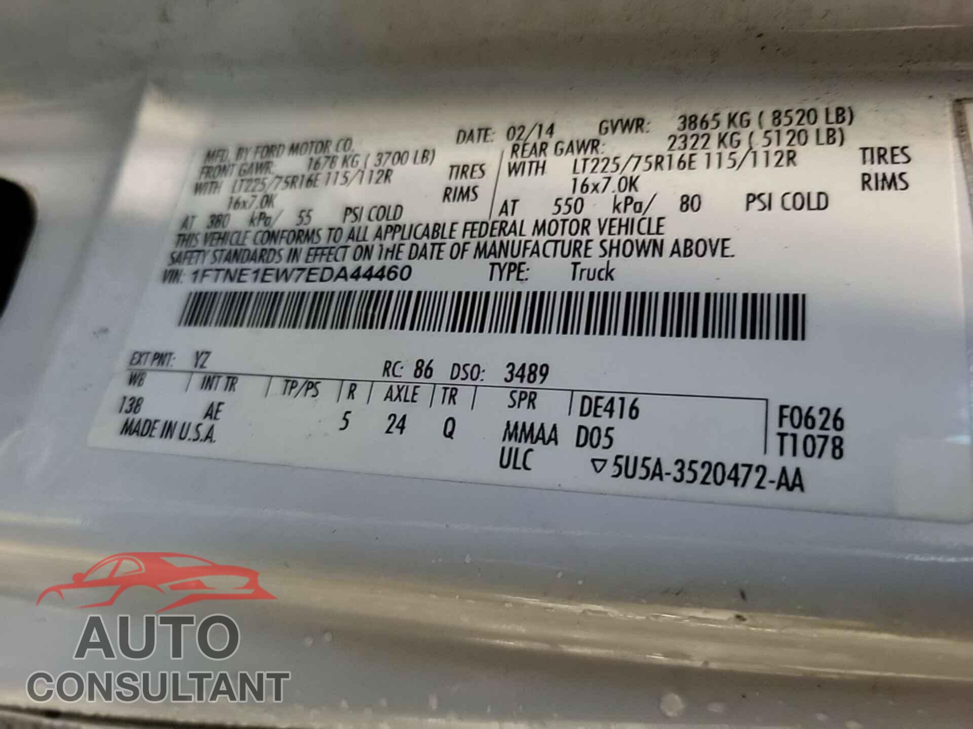 FORD E-150 2014 - 1FTNE1EW7EDA44460