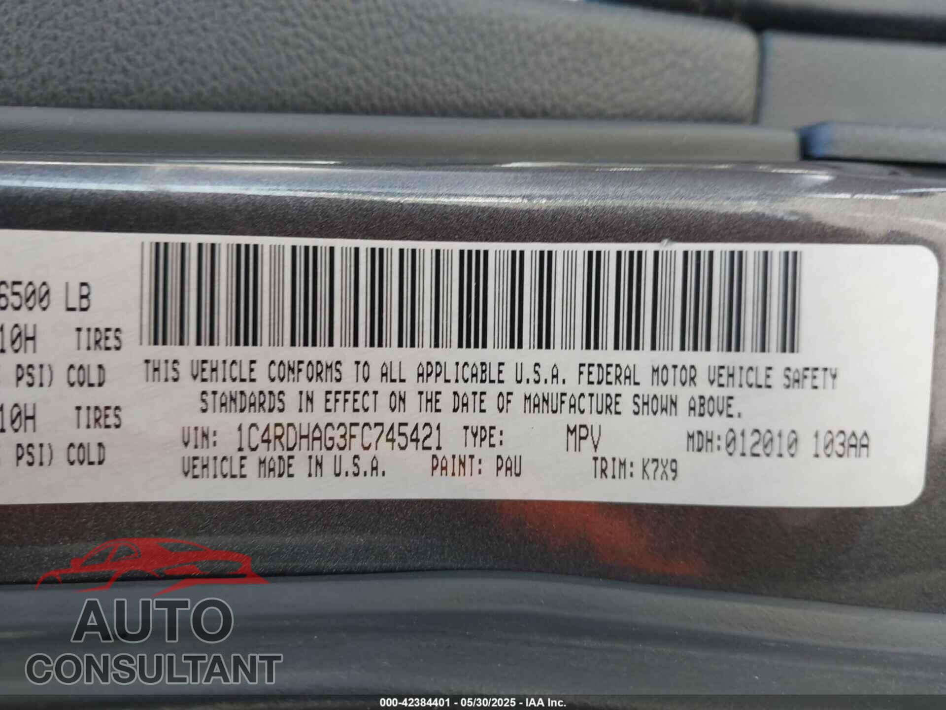 DODGE DURANGO 2015 - 1C4RDHAG3FC745421