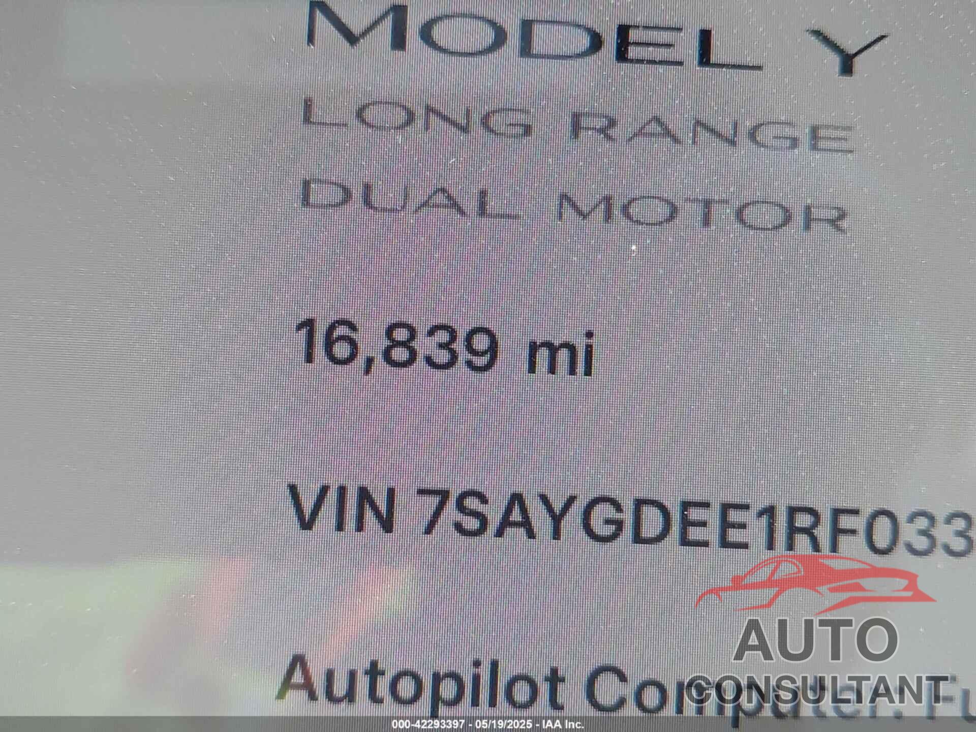 TESLA MODEL Y 2024 - 7SAYGDEE1RF033066