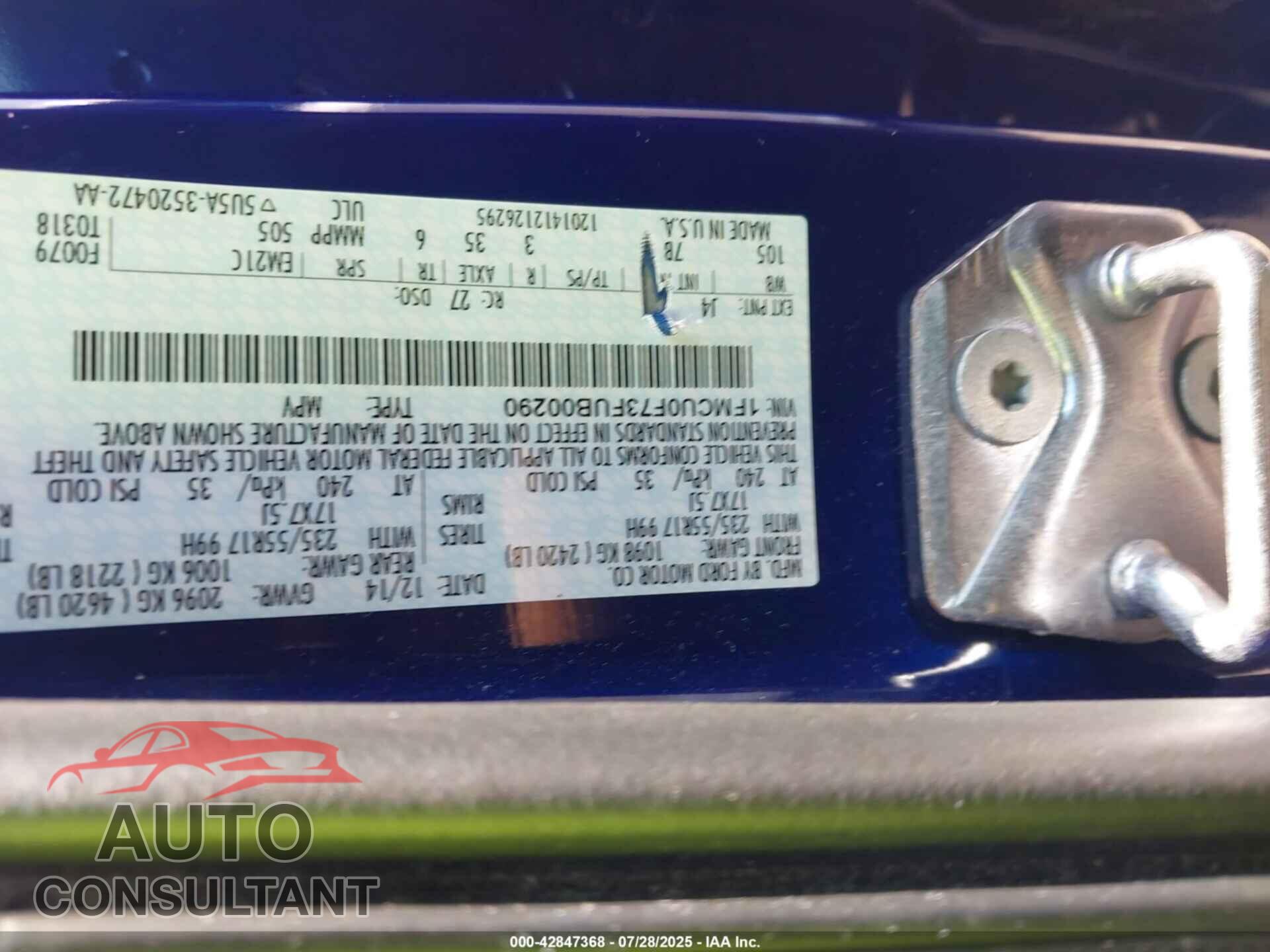 FORD ESCAPE 2015 - 1FMCU0F73FUB00290