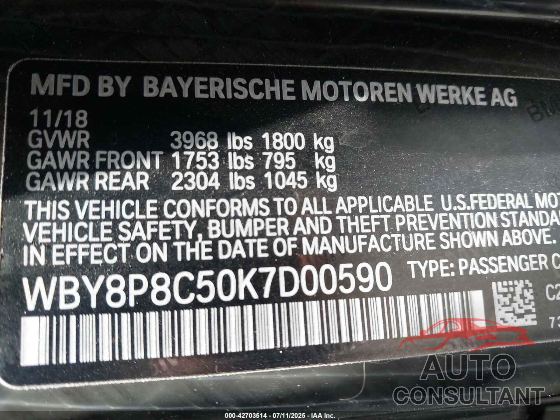 BMW I3S 2019 - WBY8P8C50K7D00590