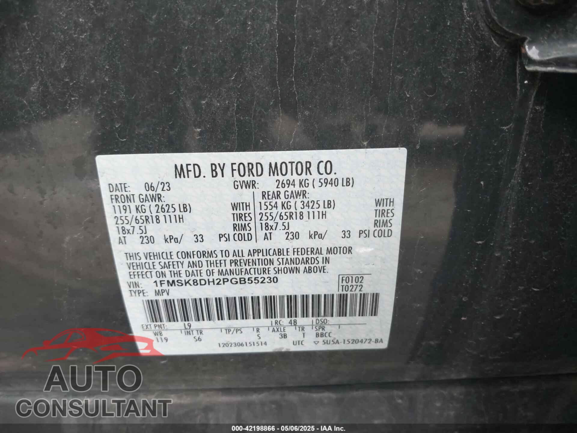 FORD EXPLORER 2023 - 1FMSK8DH2PGB55230