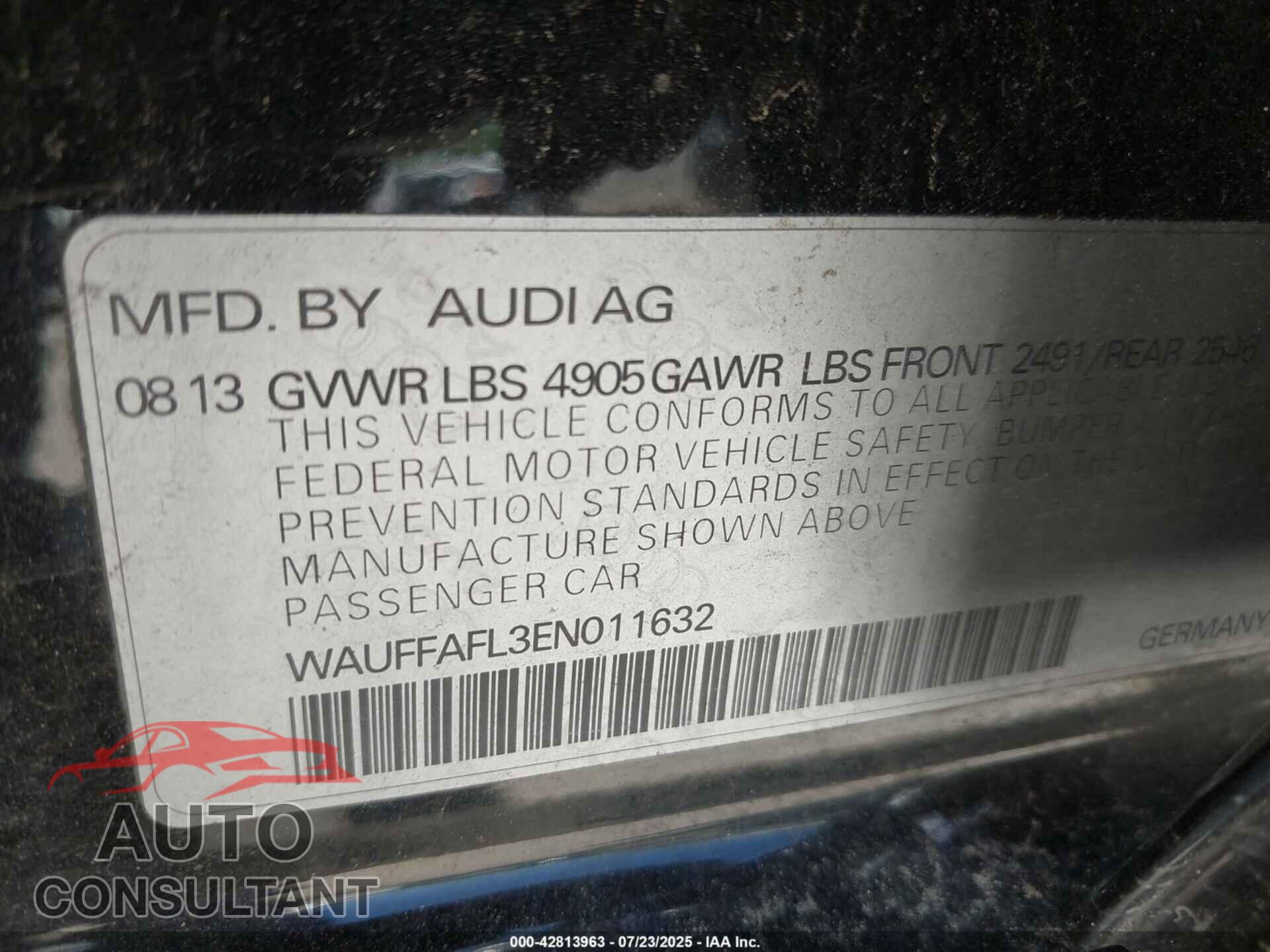 AUDI A4 2014 - WAUFFAFL3EN011632