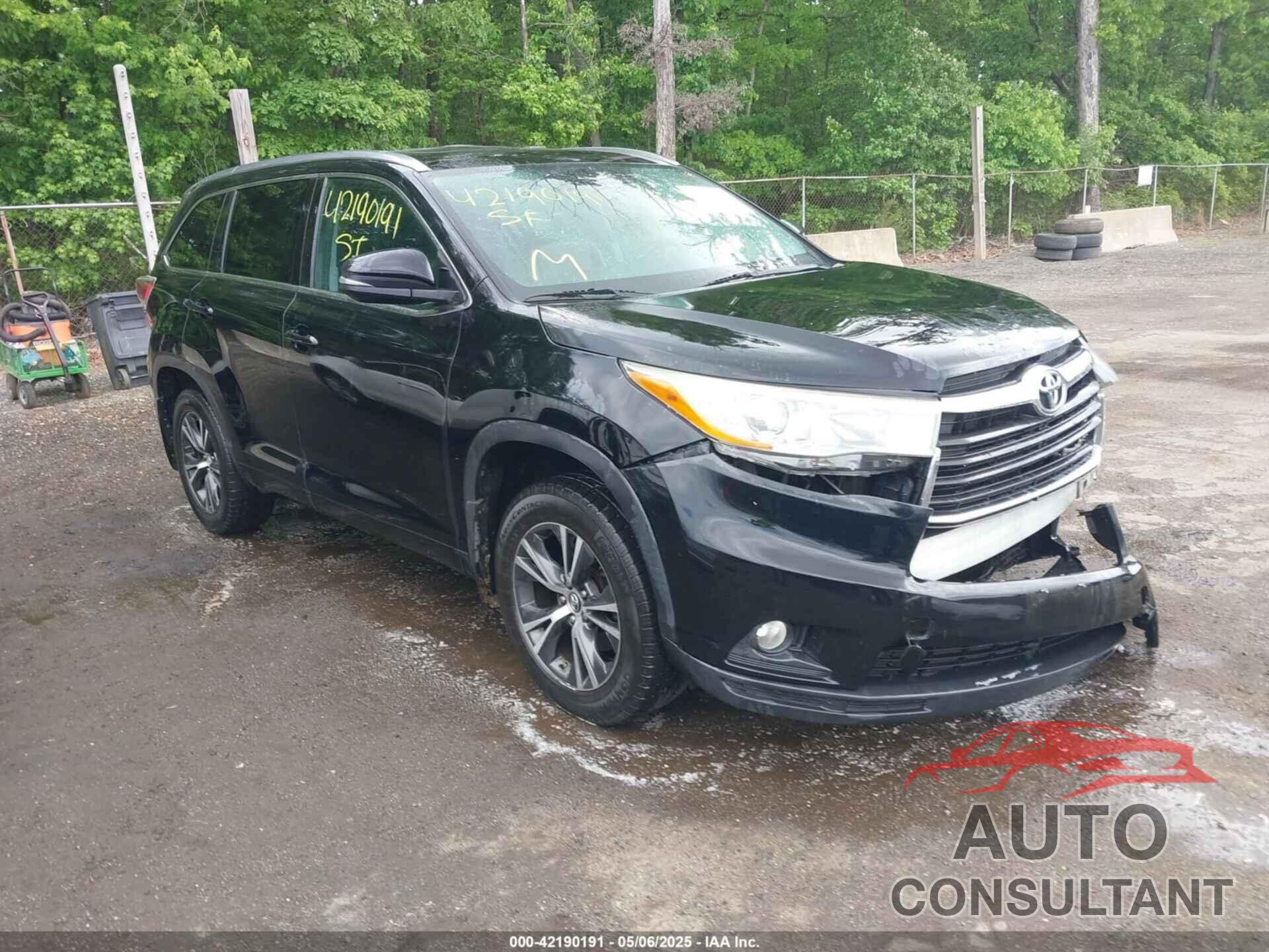 TOYOTA HIGHLANDER 2016 - 5TDJKRFH1GS284763