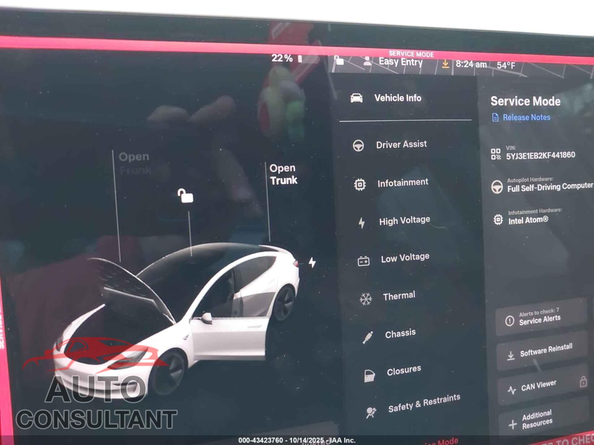 TESLA MODEL 3 2019 - 5YJ3E1EB2KF441860