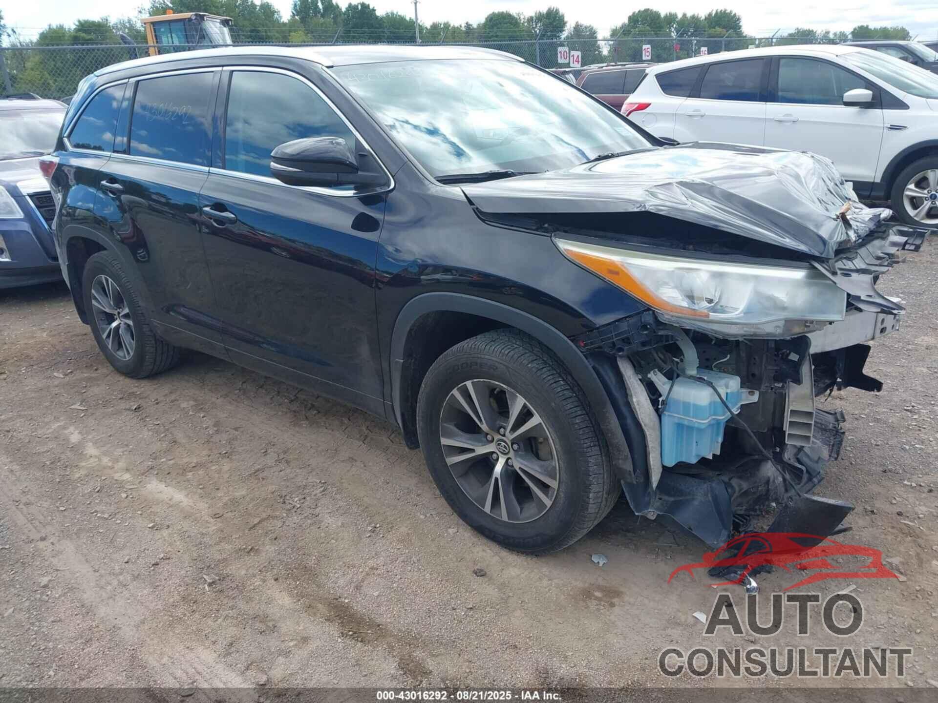 TOYOTA HIGHLANDER 2016 - 5TDJKRFHXGS301219