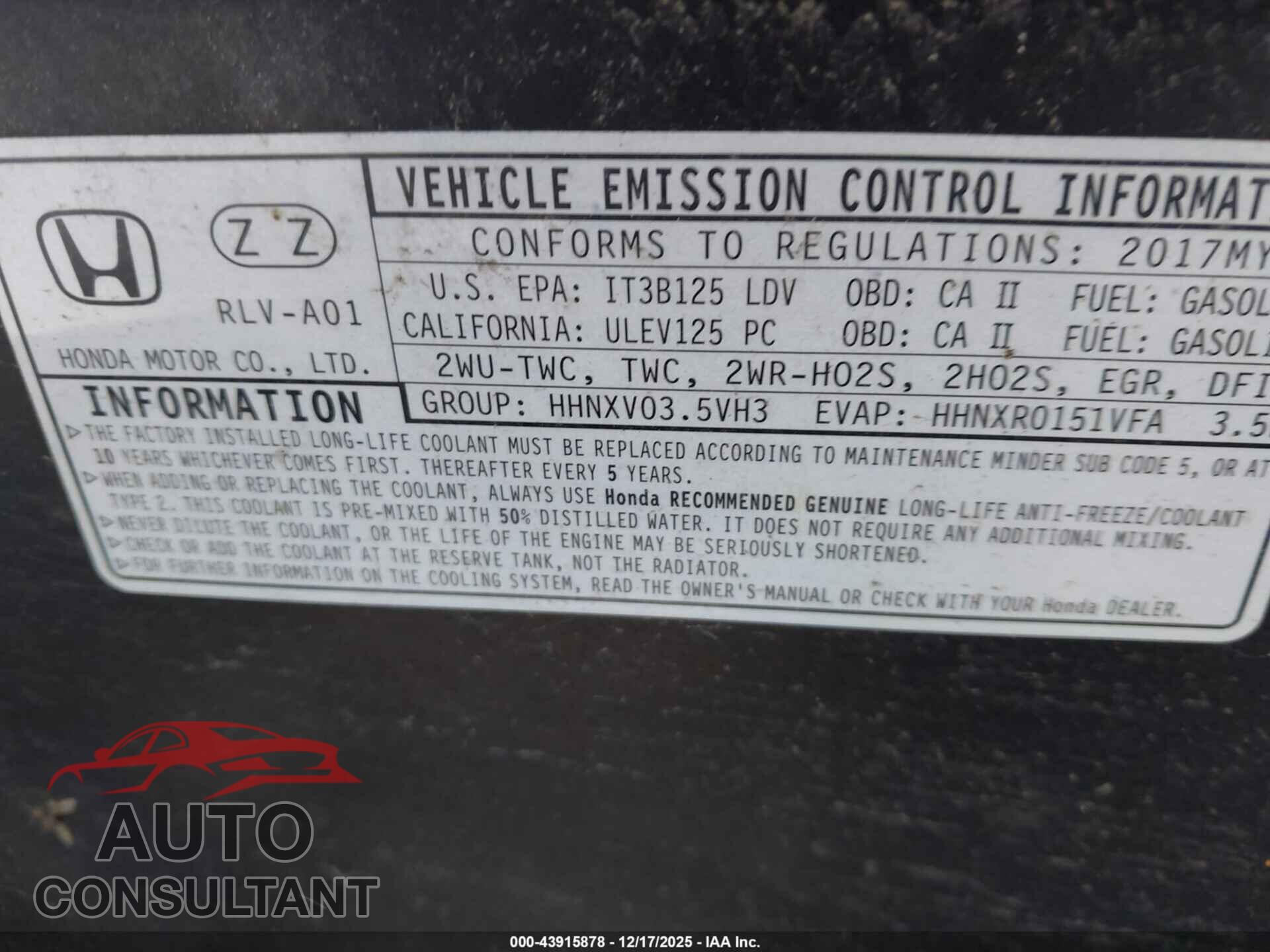 HONDA PILOT 2017 - 5FNYF6H55HB045324