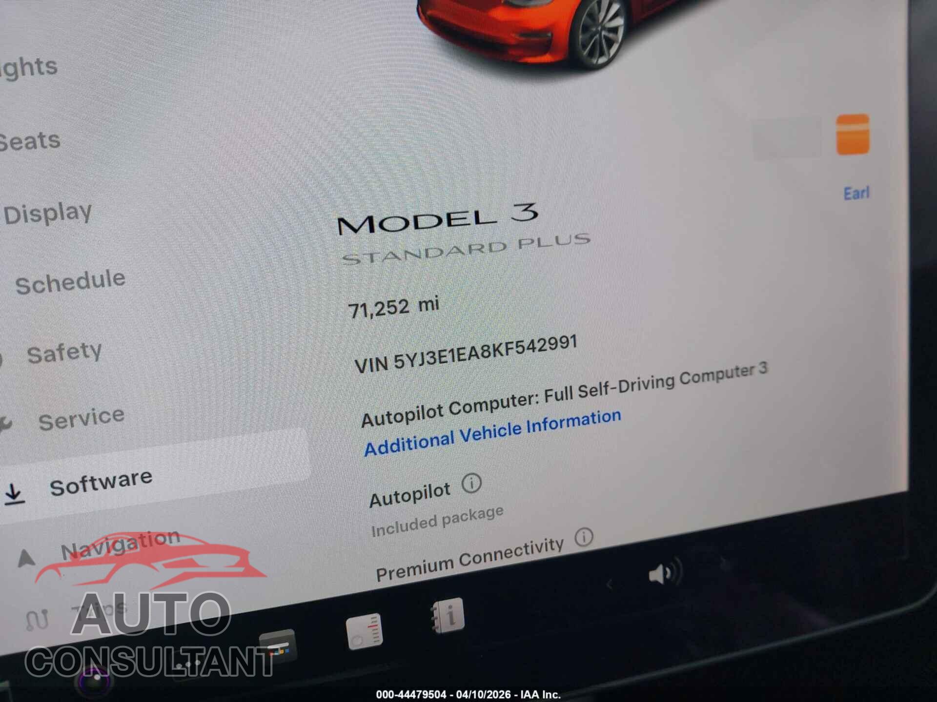 TESLA MODEL 3 2019 - 5YJ3E1EA8KF542991