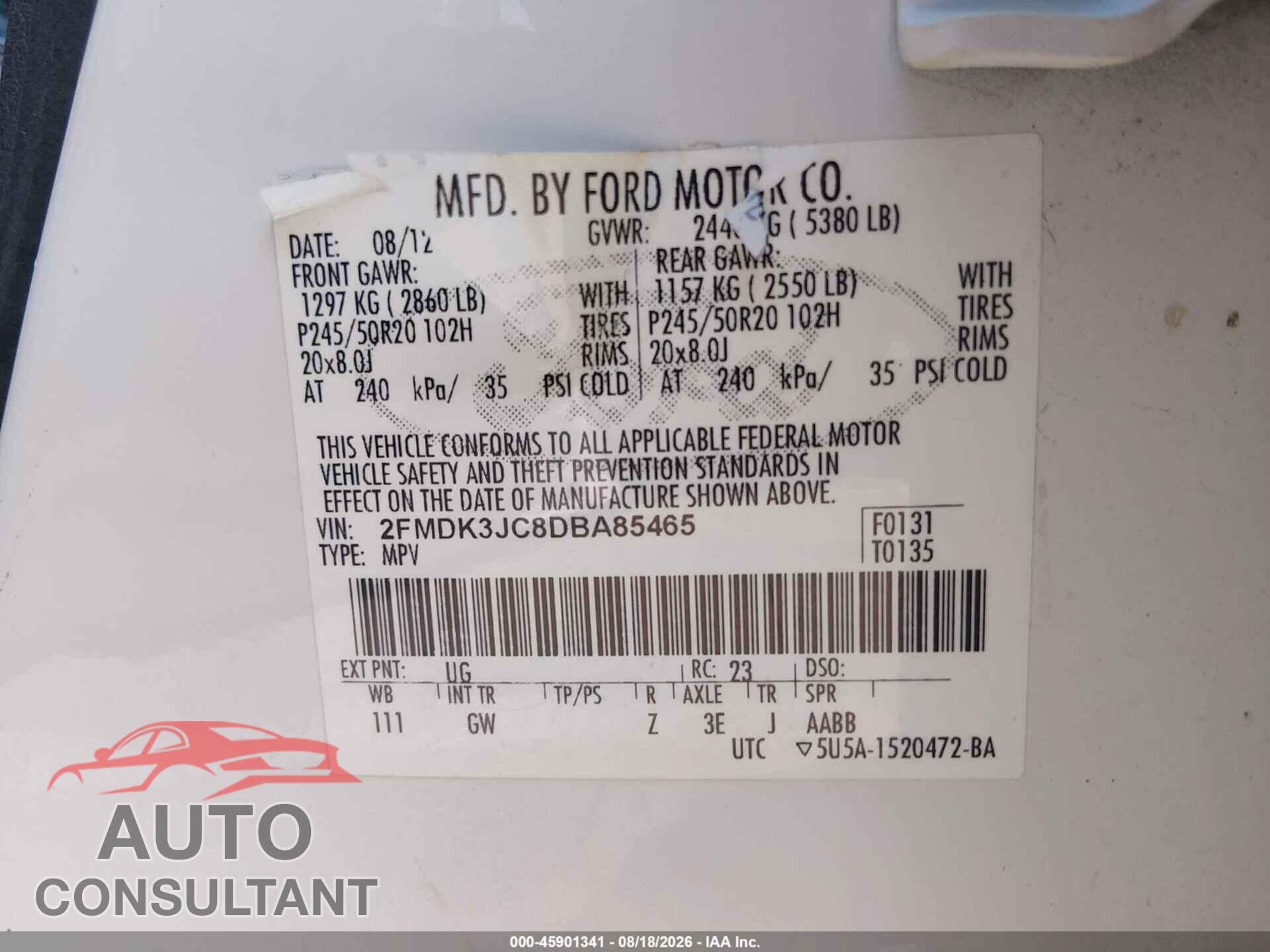 FORD EDGE 2013 - 2FMDK3JC8DBA85465