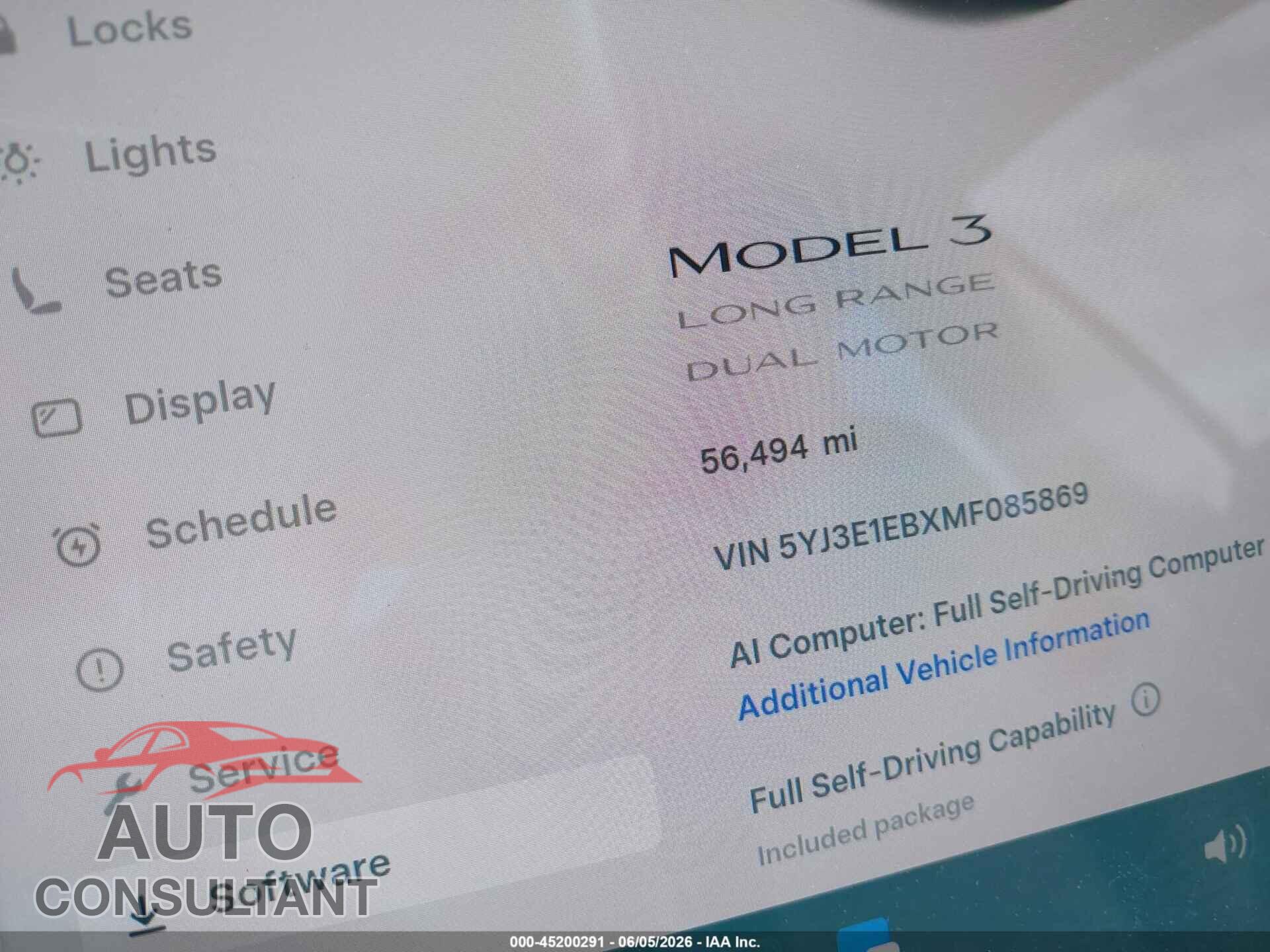 TESLA MODEL 3 2021 - 5YJ3E1EBXMF085869