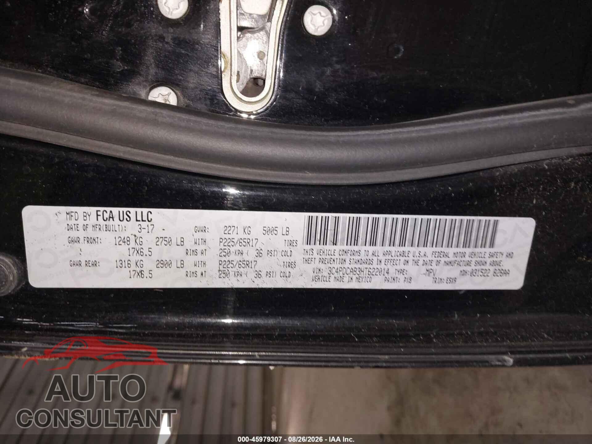 DODGE JOURNEY 2017 - 3C4PDCAB3HT622014