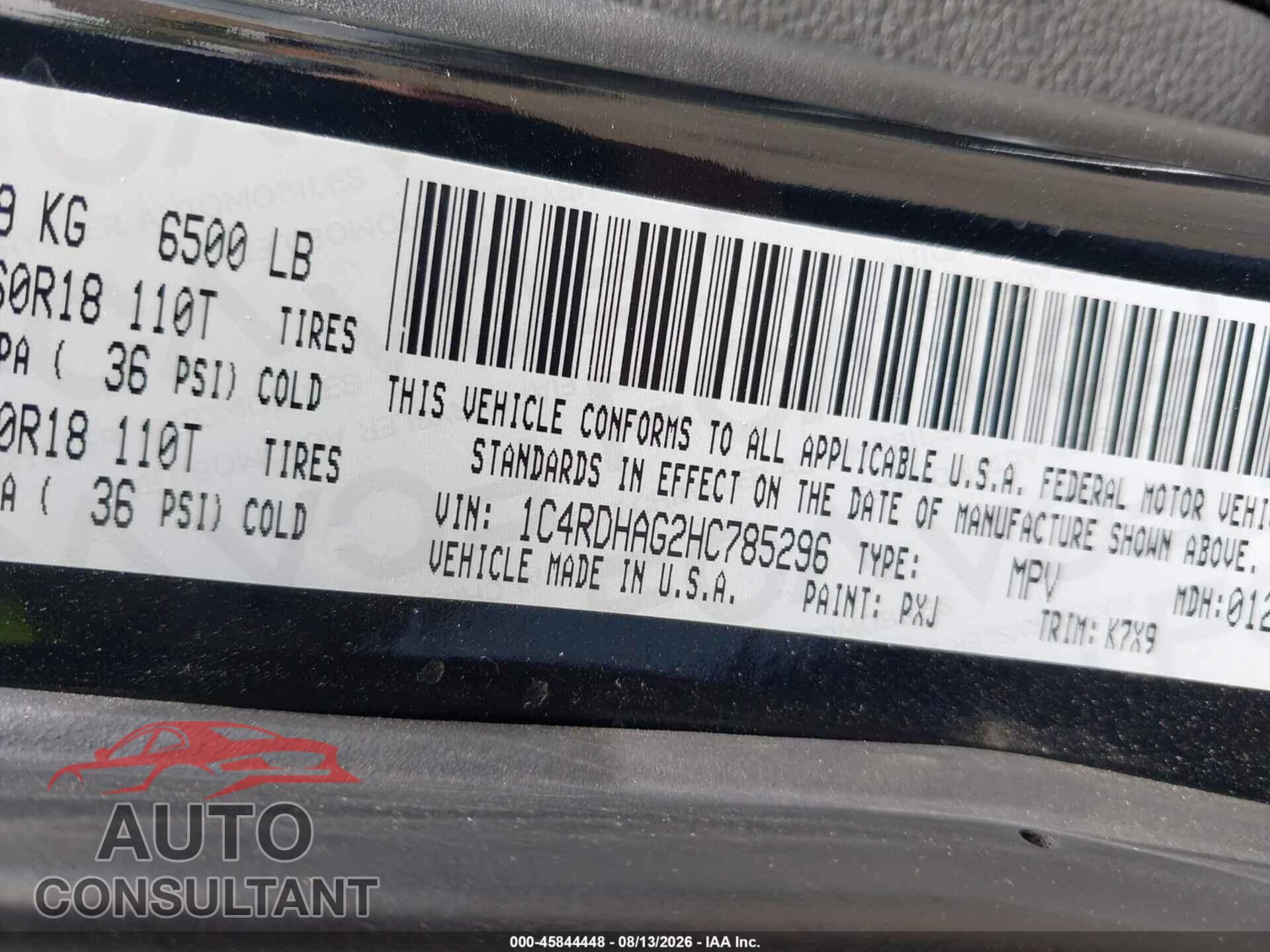 DODGE DURANGO 2017 - 1C4RDHAG2HC785296