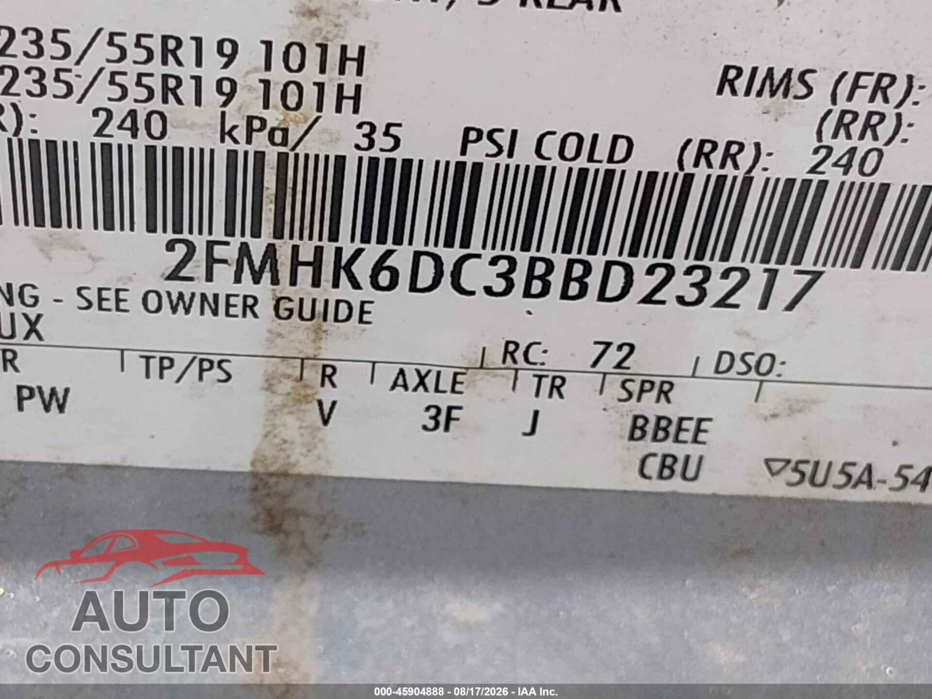 FORD FLEX 2011 - 2FMHK6DC3BBD23217