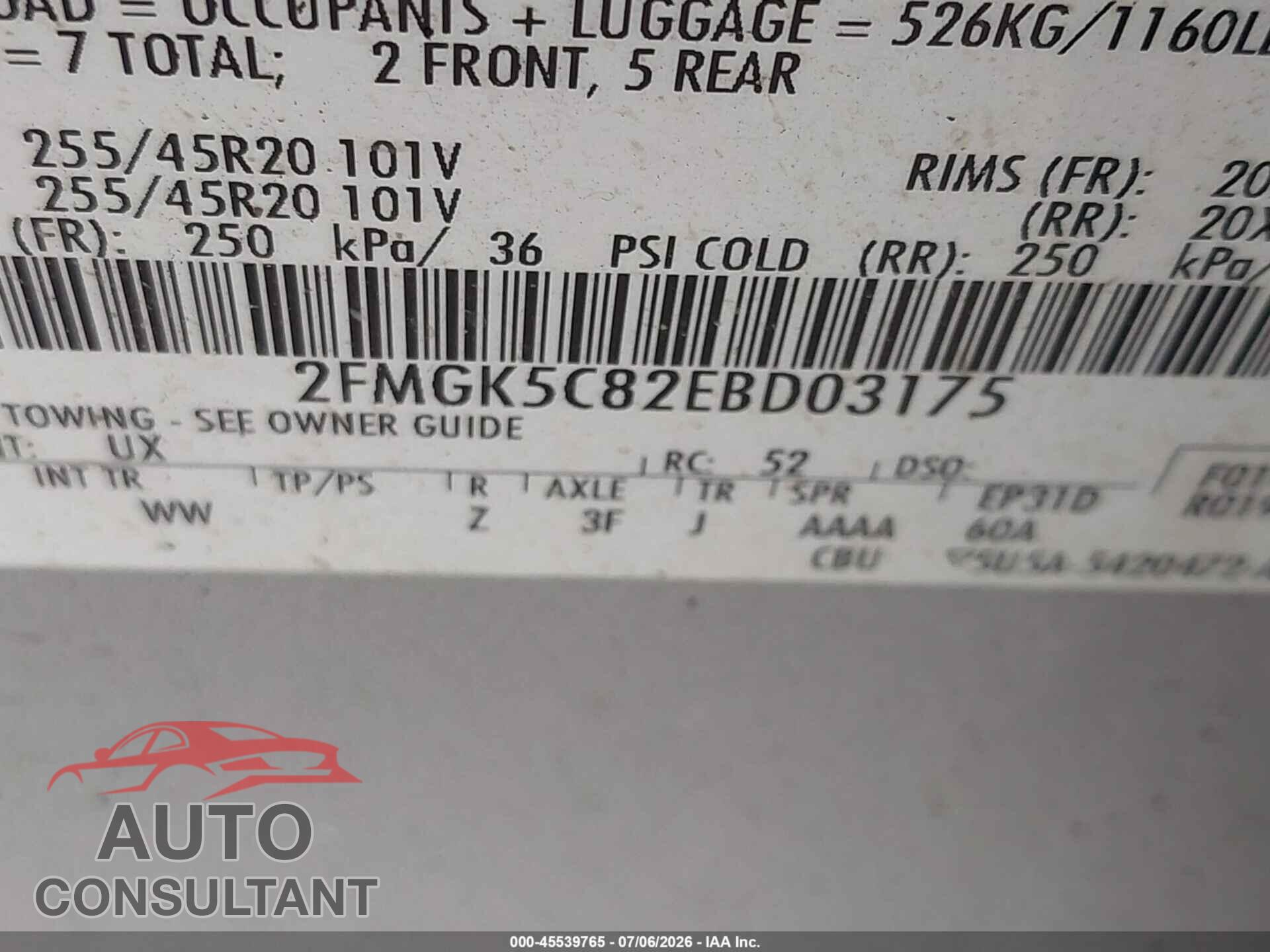 FORD FLEX 2014 - 2FMGK5C82EBD03175