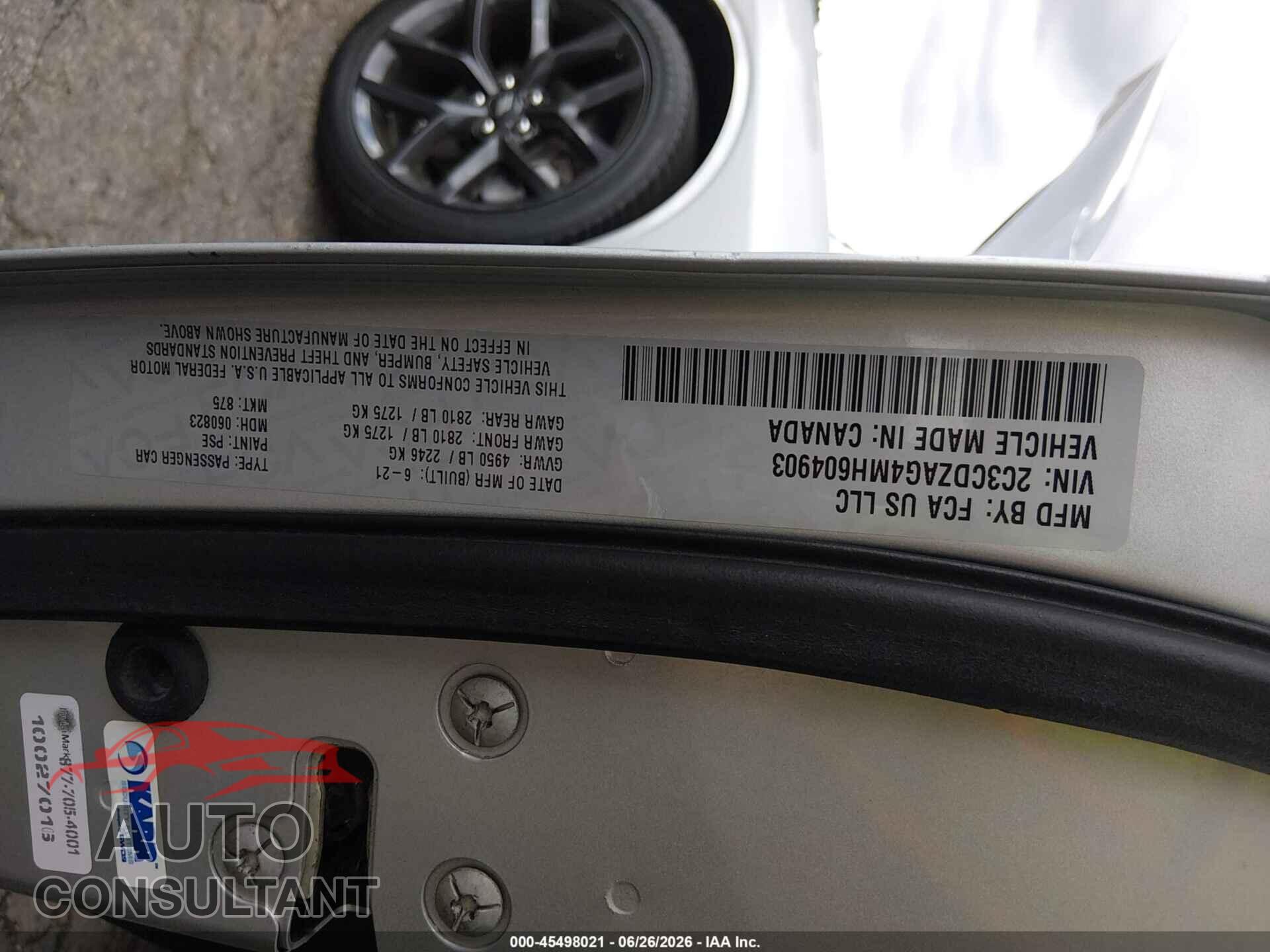 DODGE CHALLENGER 2021 - 2C3CDZAG4MH604903