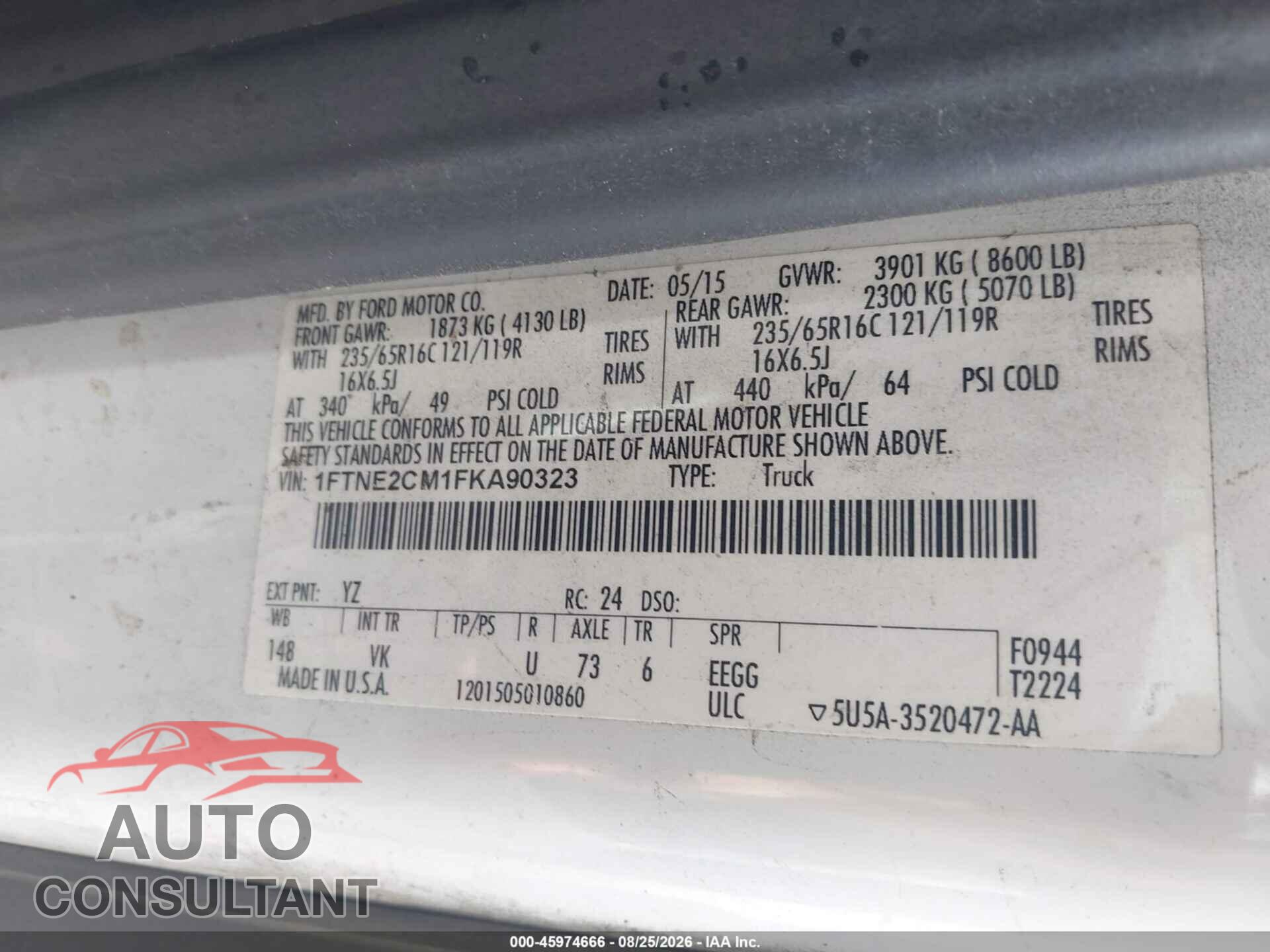 FORD TRANSIT-150 2015 - 1FTNE2CM1FKA90323