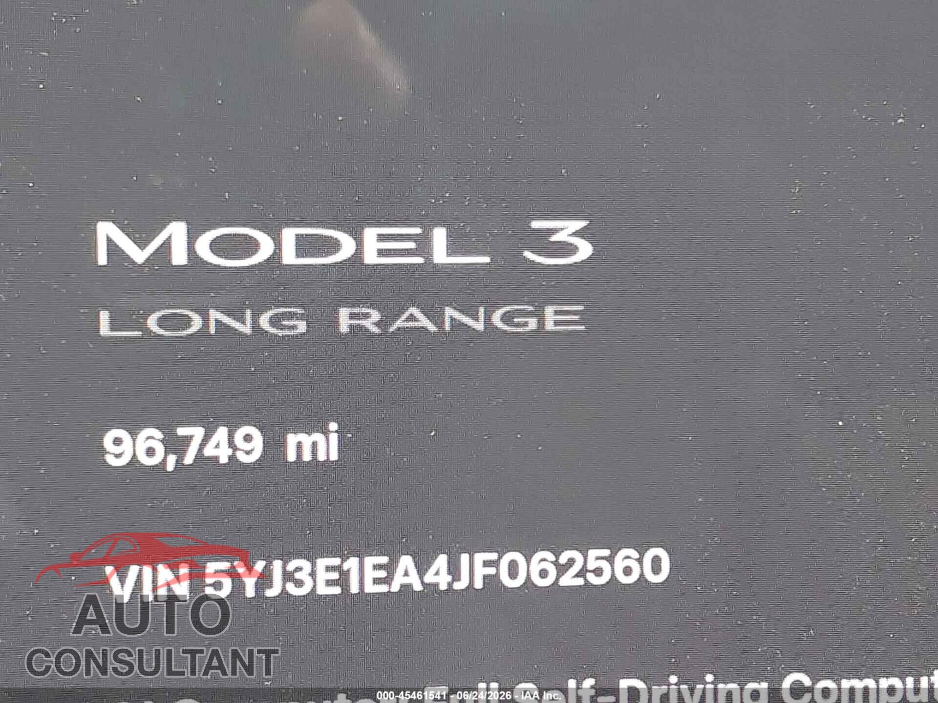 TESLA MODEL 3 2018 - 5YJ3E1EA4JF062560