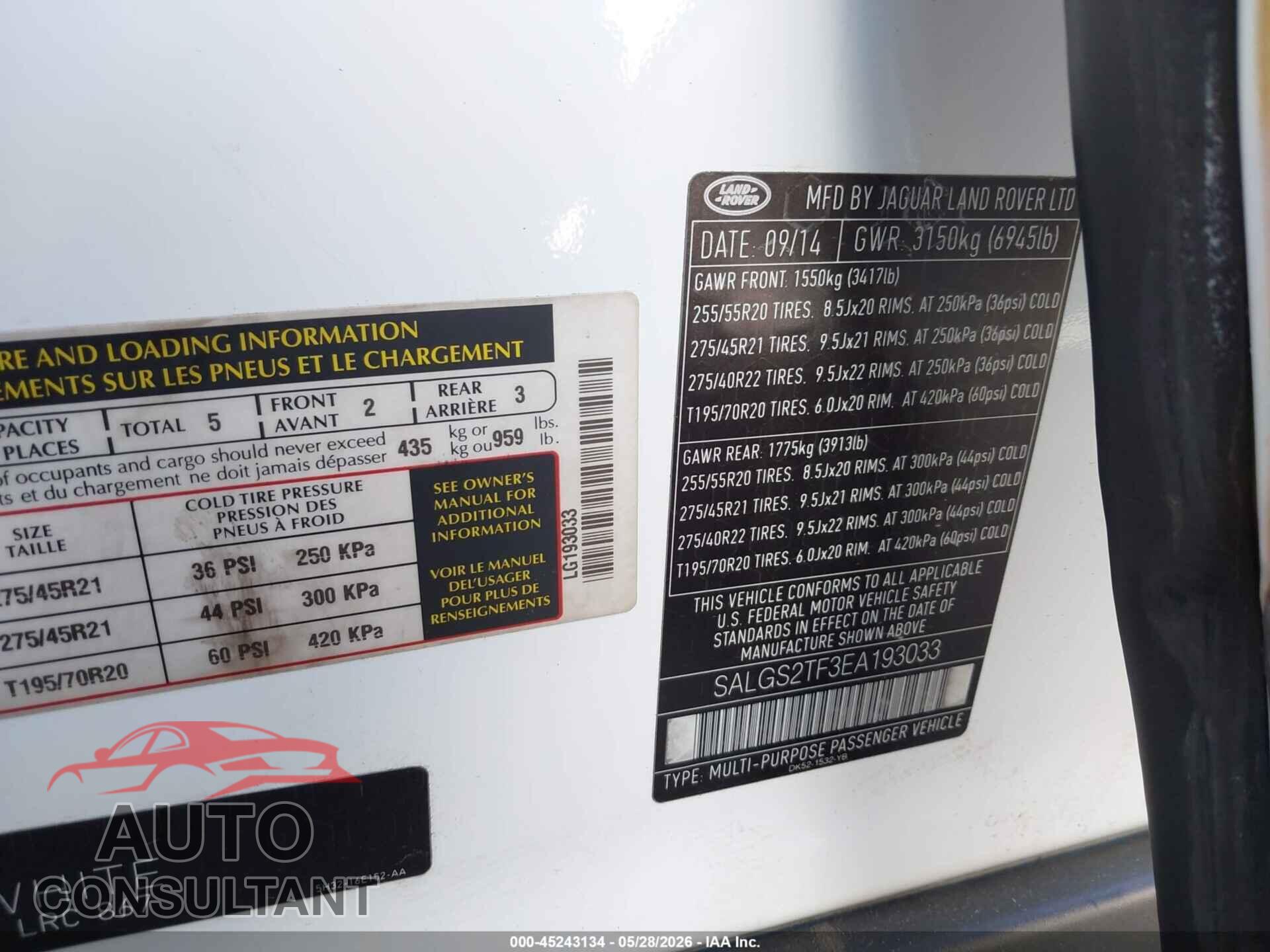 LAND ROVER RANGE ROVER 2014 - SALGS2TF3EA193033