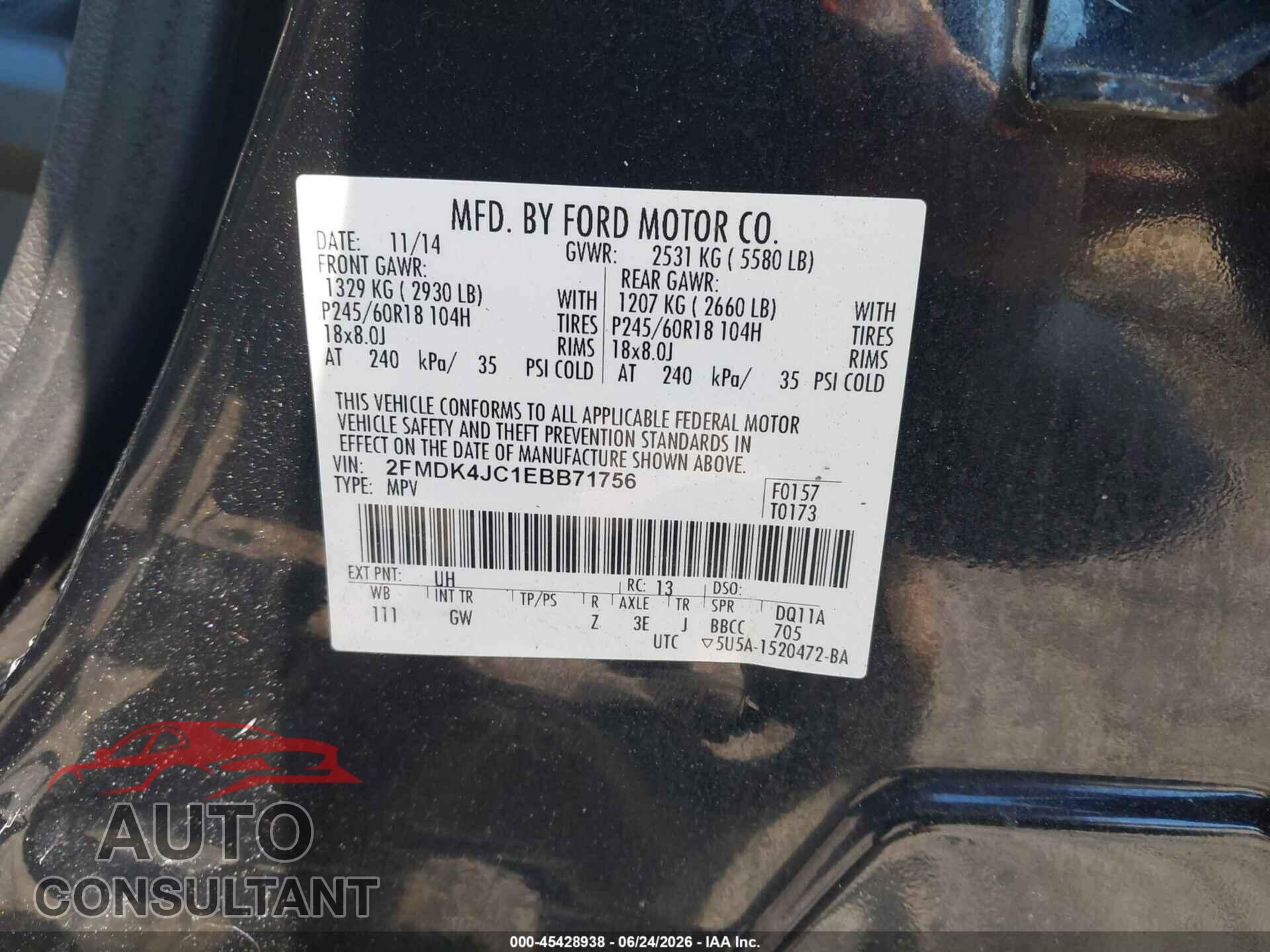 FORD EDGE 2014 - 2FMDK4JC1EBB71756