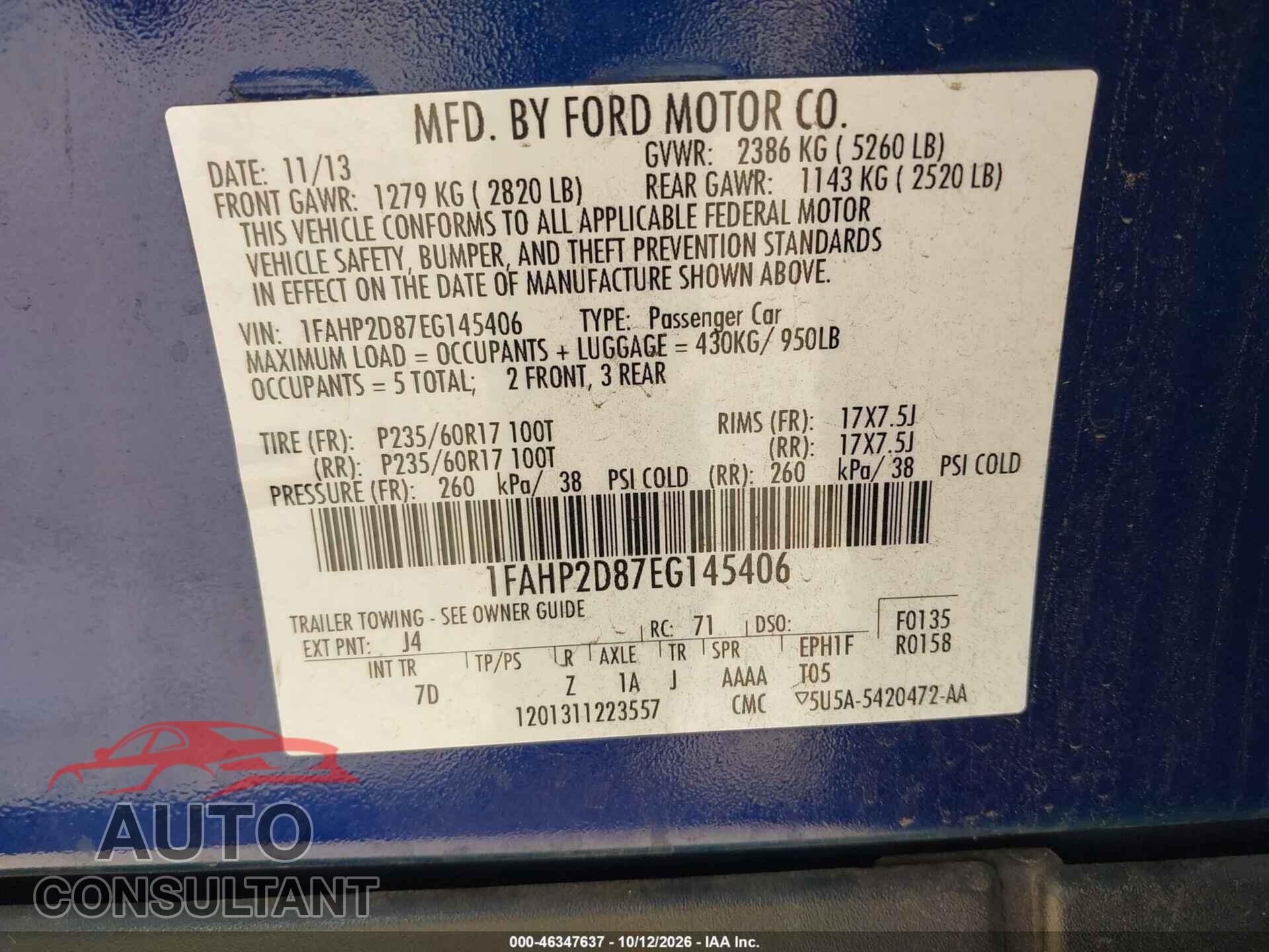 FORD TAURUS 2014 - 1FAHP2D87EG145406
