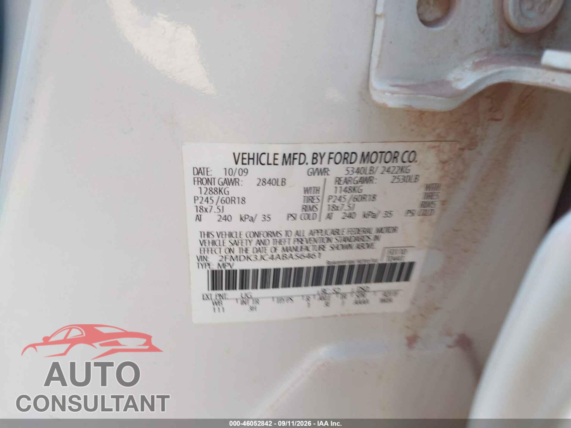 FORD EDGE 2010 - 2FMDK3JC4ABA56461