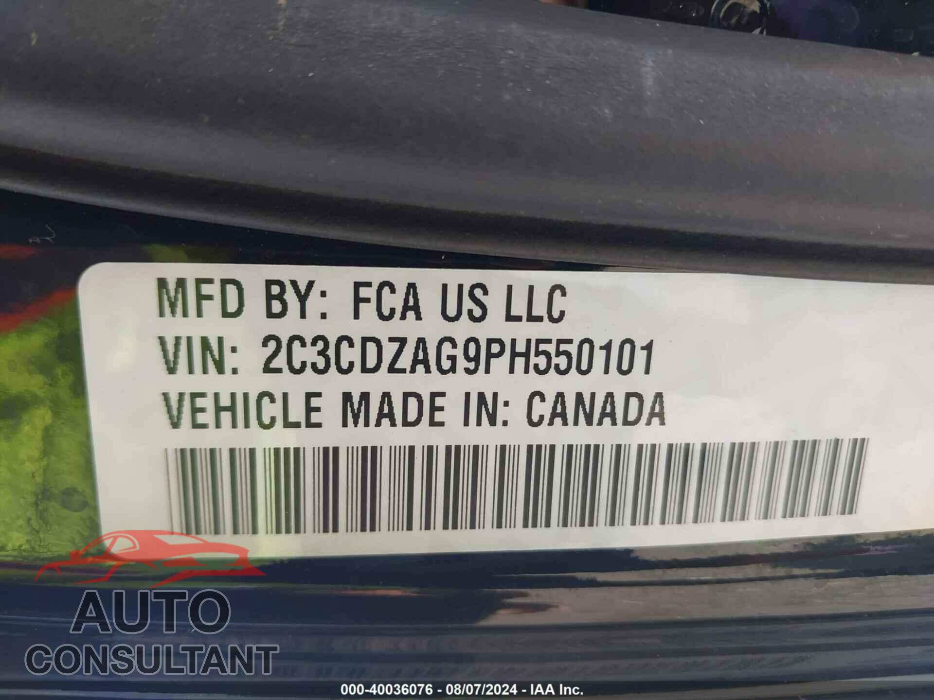 DODGE CHALLENGER 2023 - 2C3CDZAG9PH550101