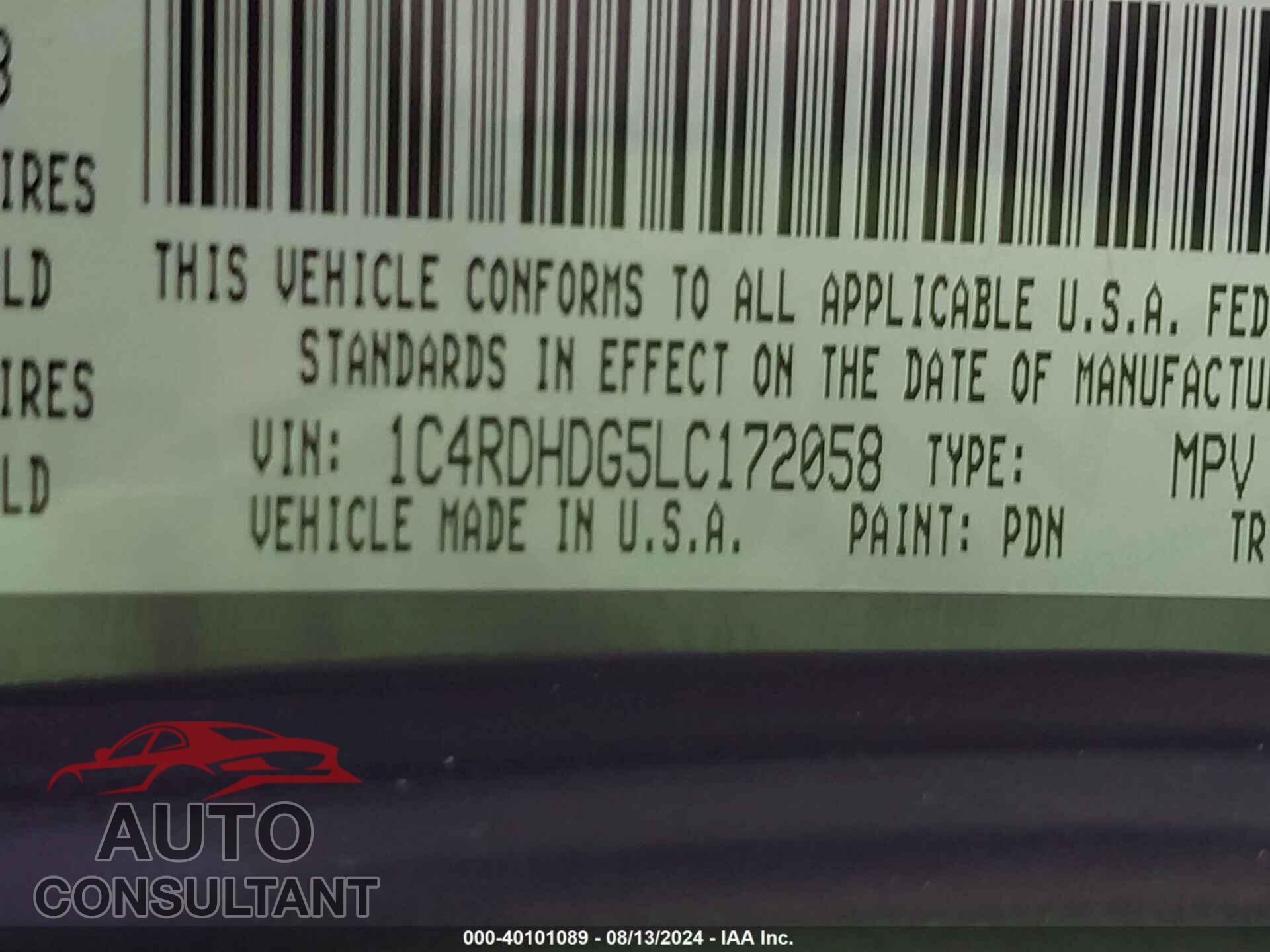 DODGE DURANGO 2020 - 1C4RDHDG5LC172058