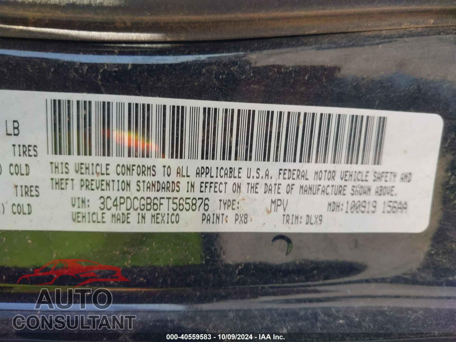 DODGE JOURNEY 2015 - 3C4PDCGB6FT565876