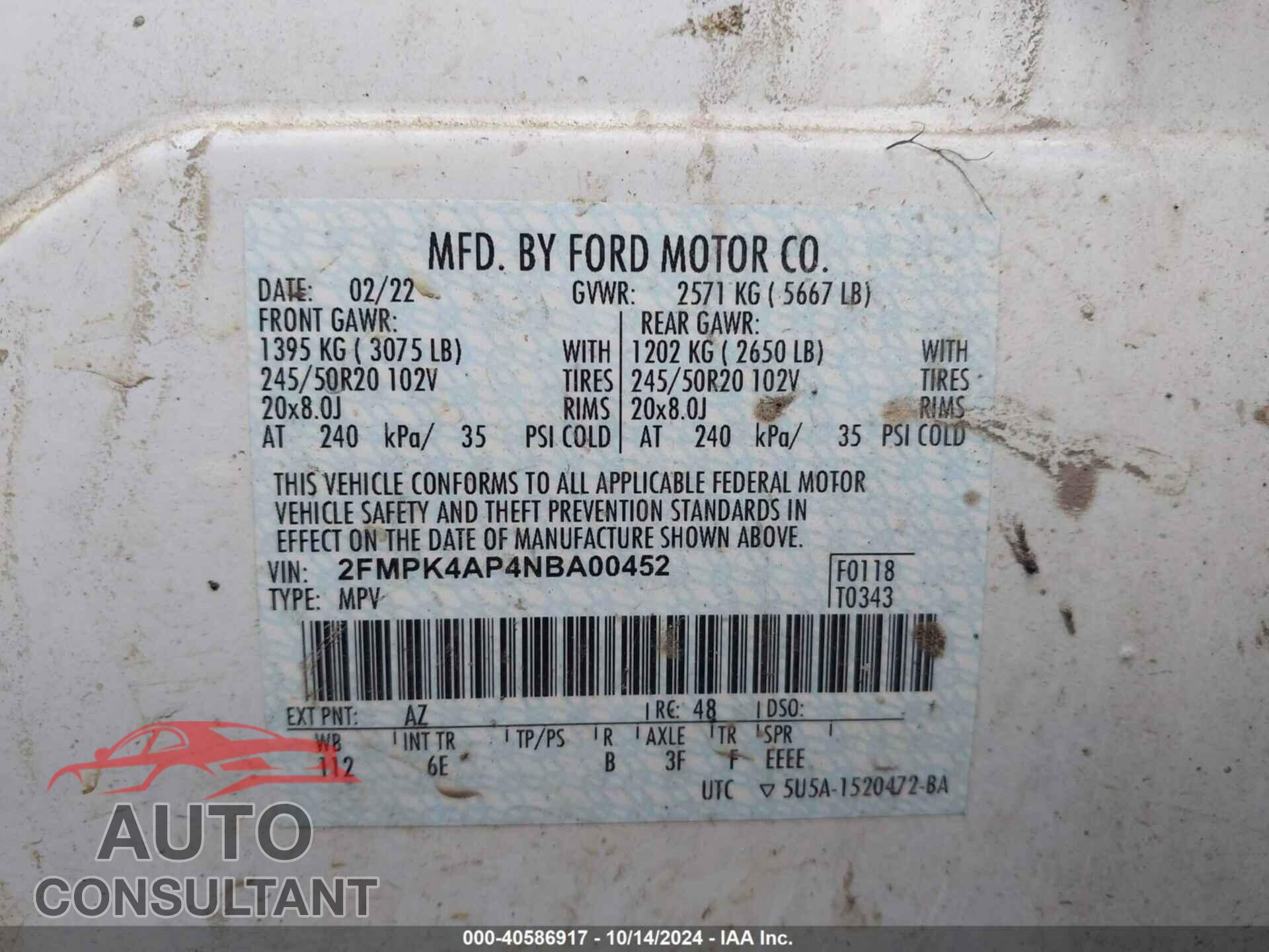 FORD EDGE 2018 - 2FMPK4AP2JBC55014