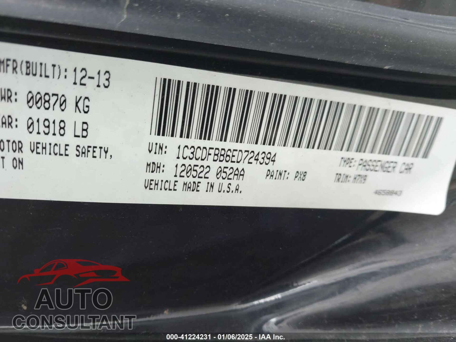 DODGE DART 2014 - 1C3CDFBB6ED724394