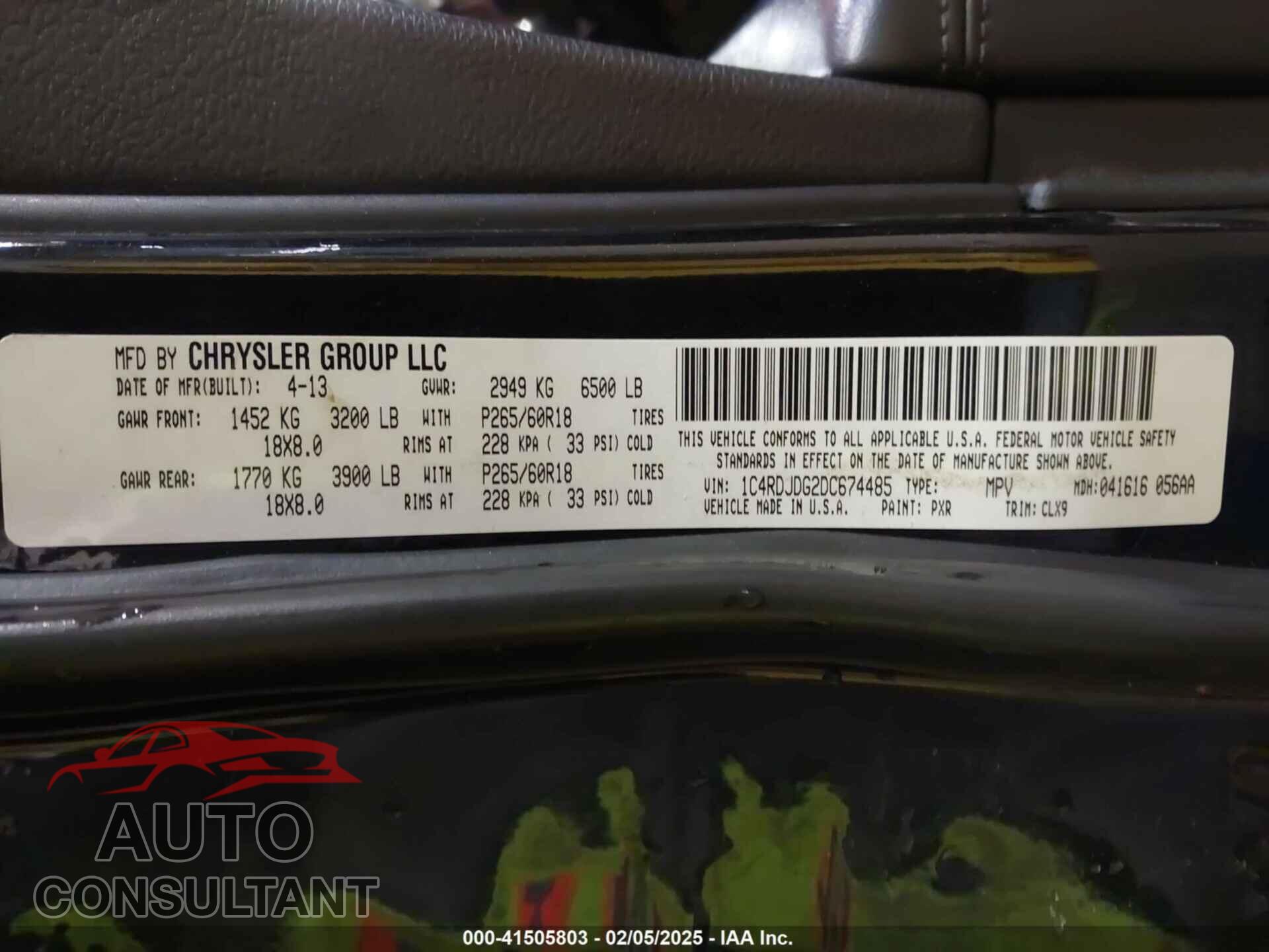 DODGE DURANGO 2013 - 1C4RDJDG2DC674485