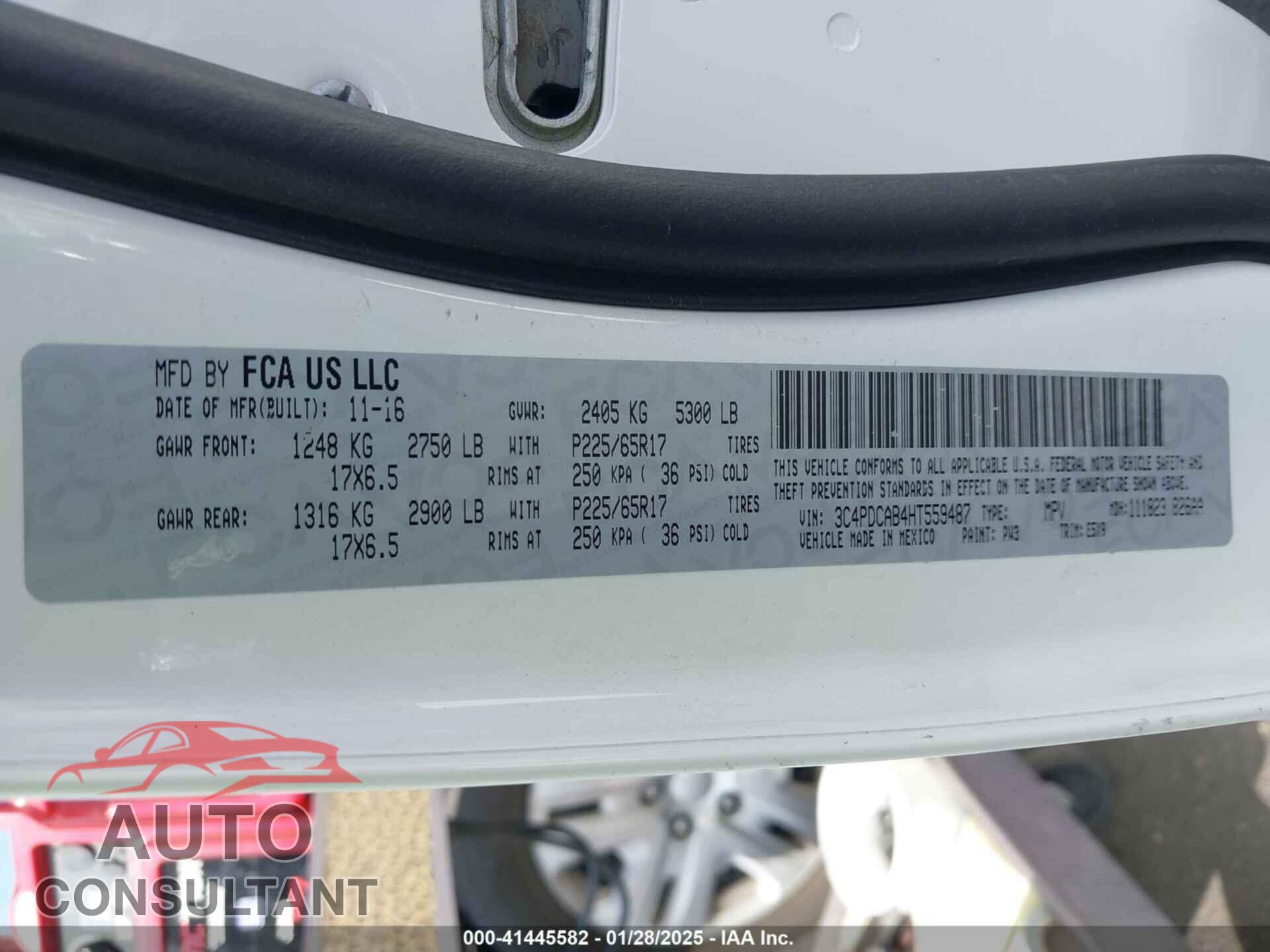 DODGE JOURNEY 2017 - 3C4PDCAB4HT559487