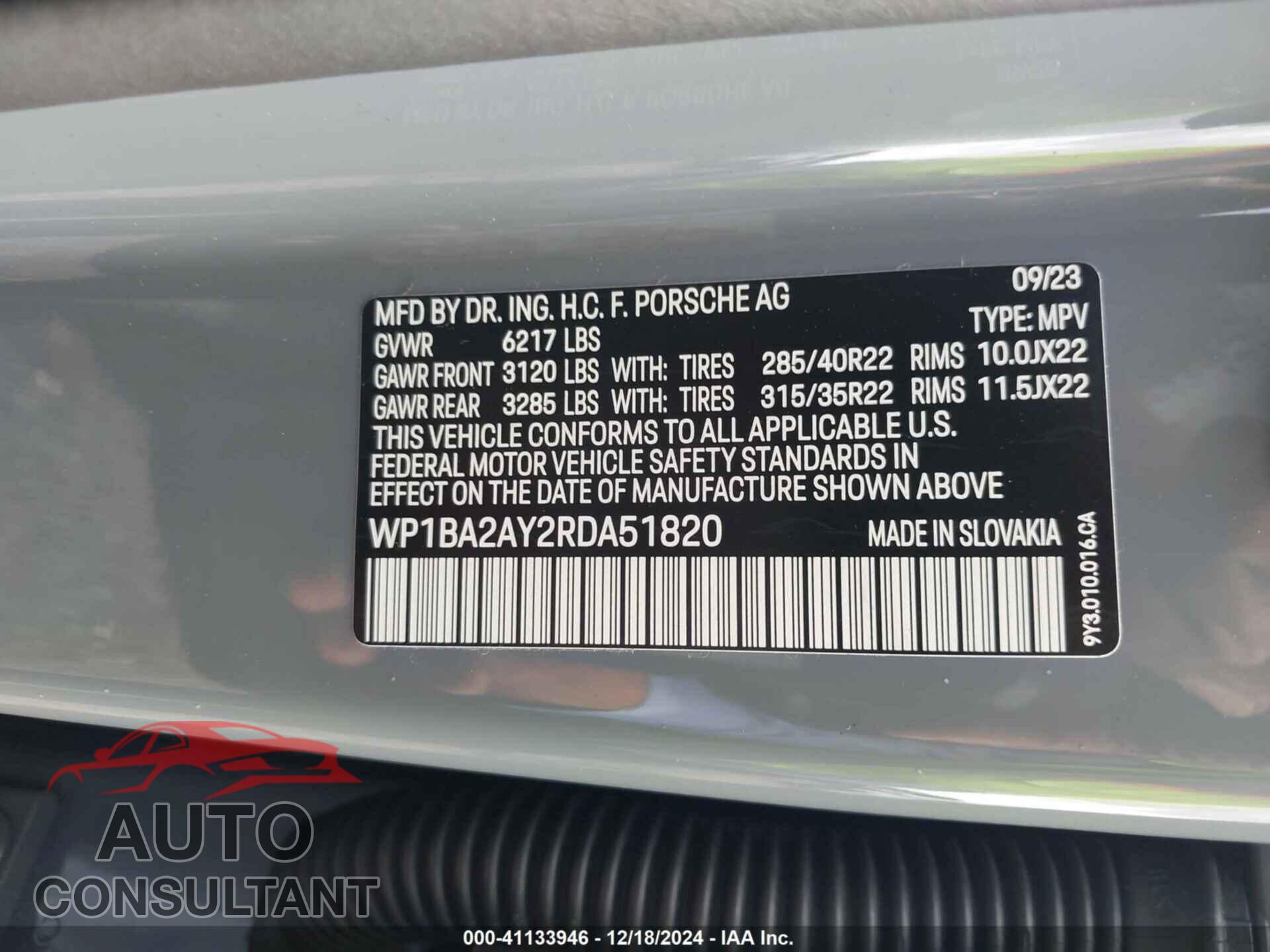 PORSCHE CAYENNE 2024 - WP1BA2AY2RDA51820