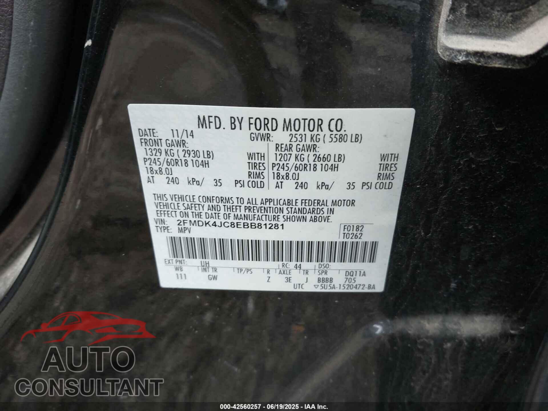 FORD EDGE 2014 - 2FMDK4JC8EBB81281