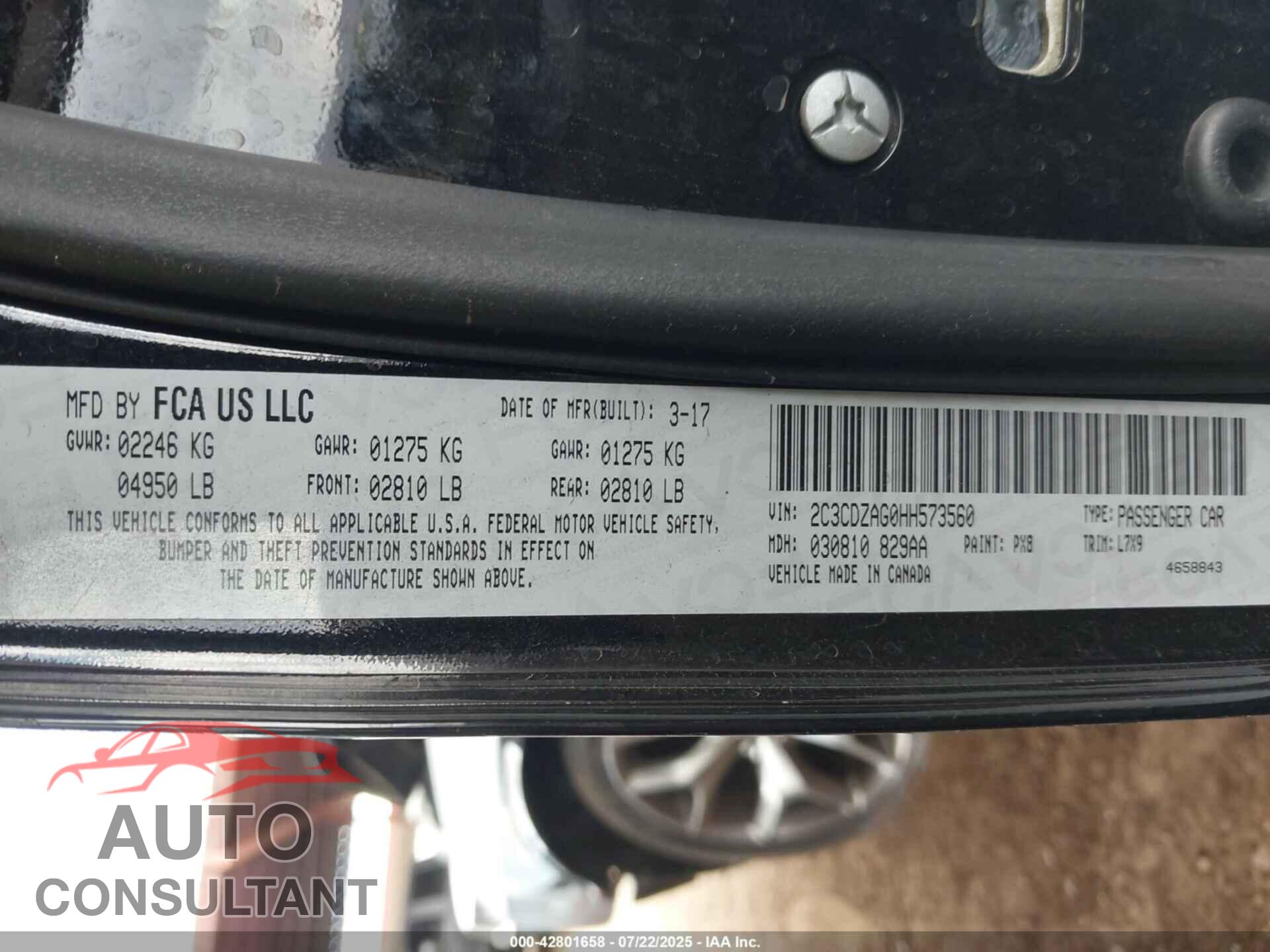 DODGE CHALLENGER 2017 - 2C3CDZAG0HH573560