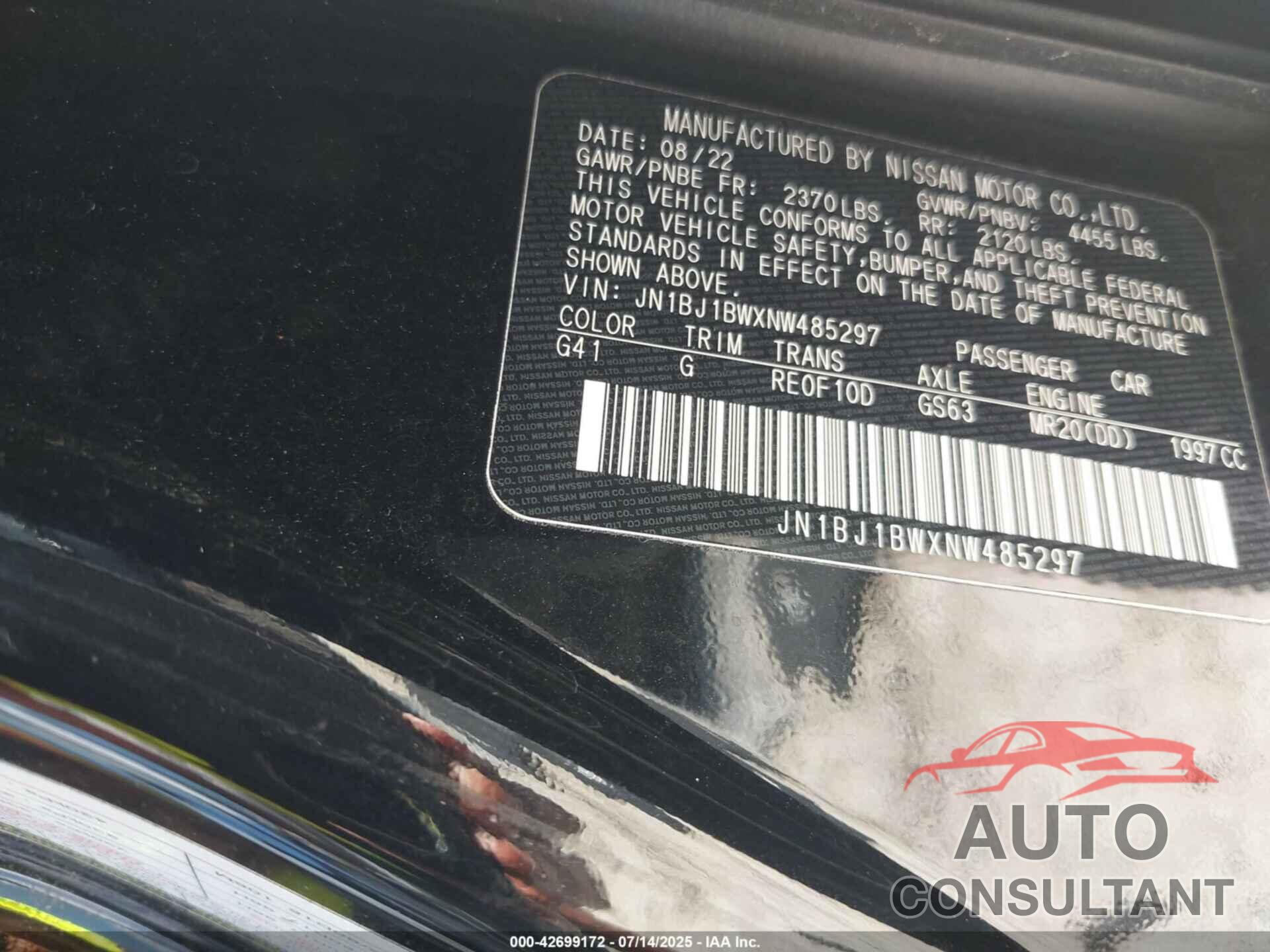 NISSAN ROGUE SPORT 2022 - JN1BJ1BWXNW485297