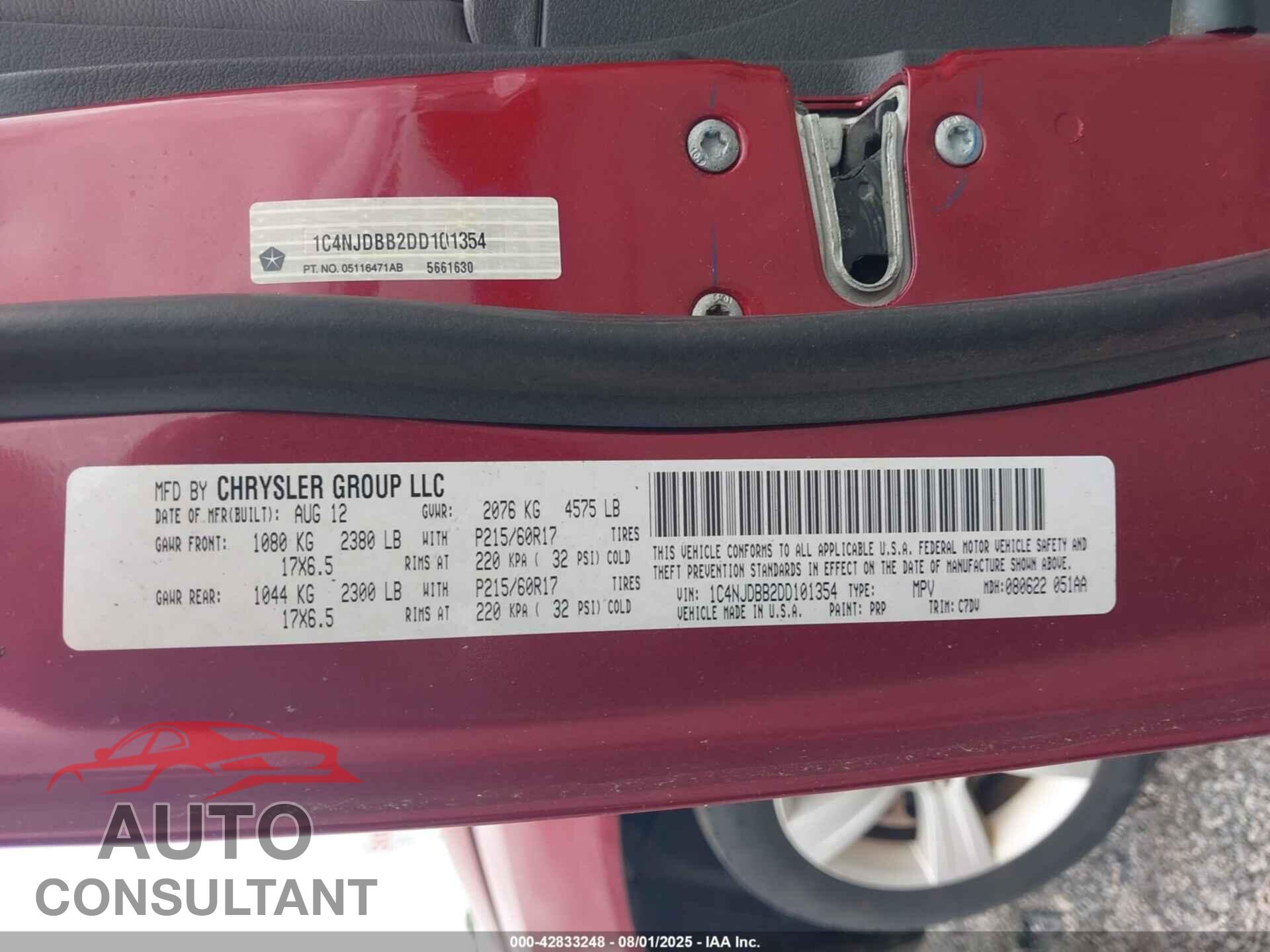 JEEP COMPASS 2013 - 1C4NJDBB2DD101354