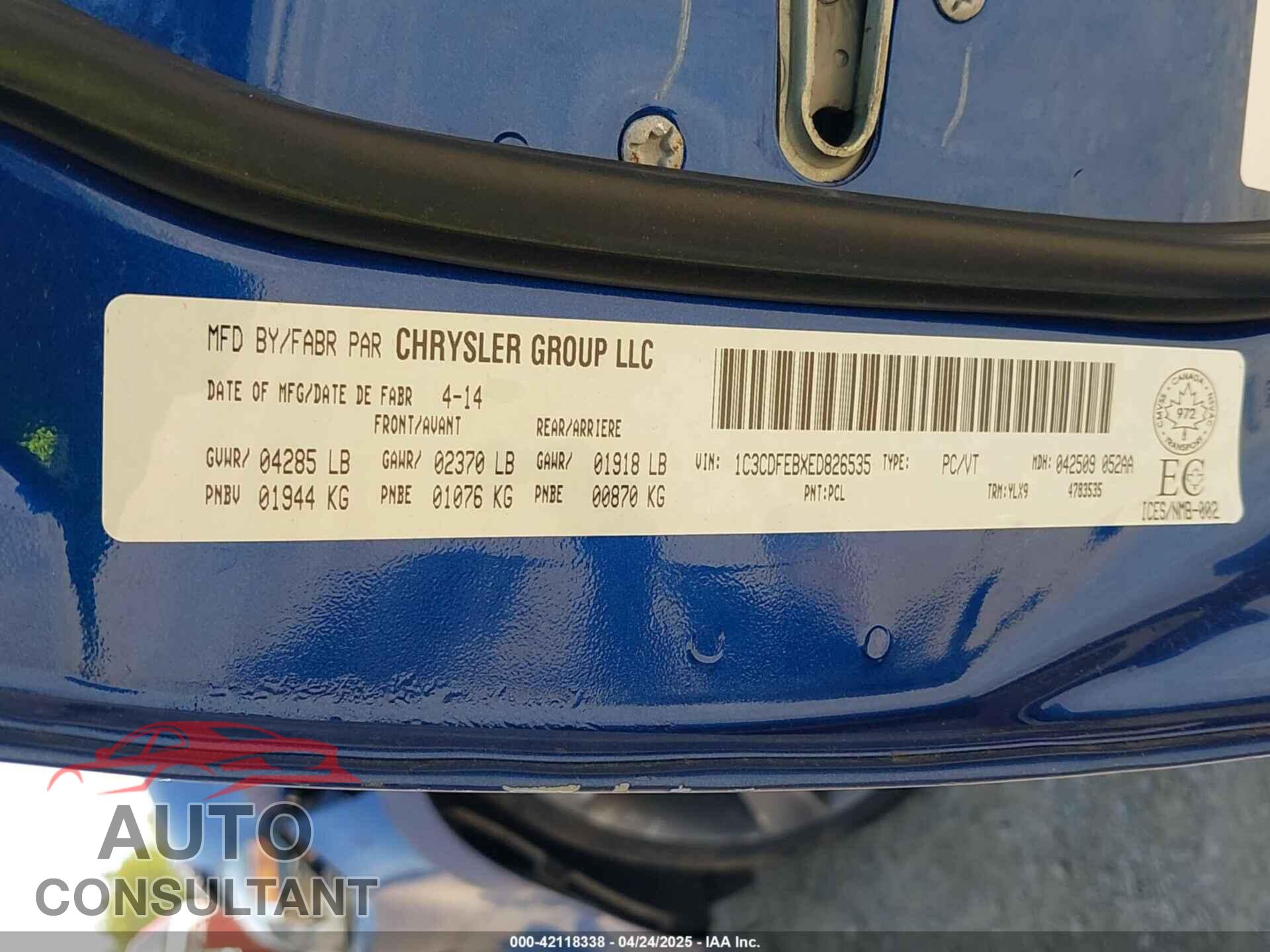 DODGE DART 2014 - 1C3CDFEBXED826535