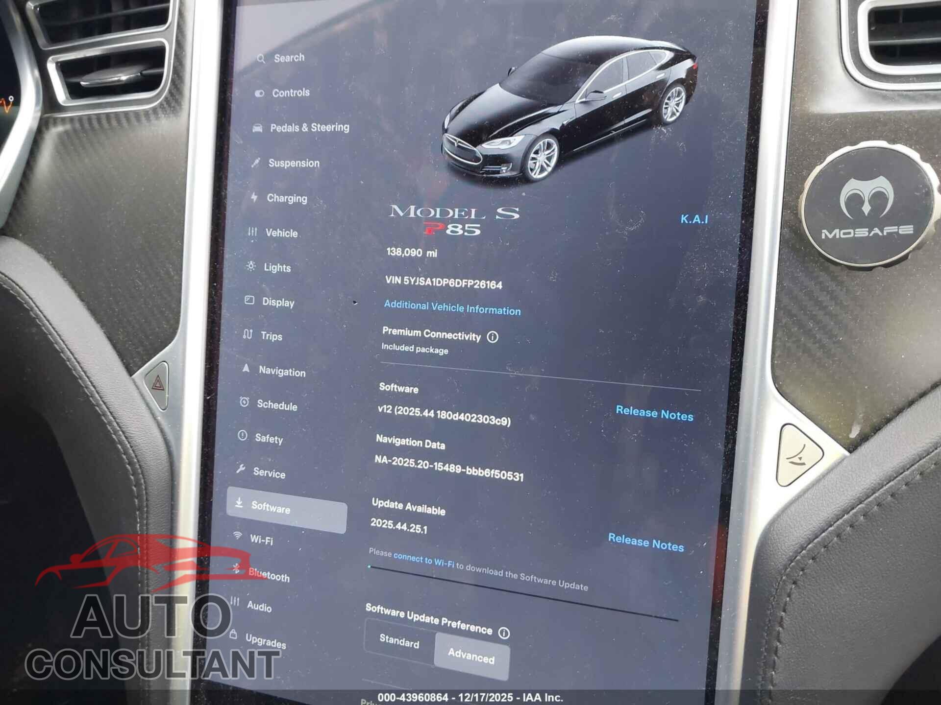 TESLA MODEL S 2013 - 5YJSA1DP6DFP26164
