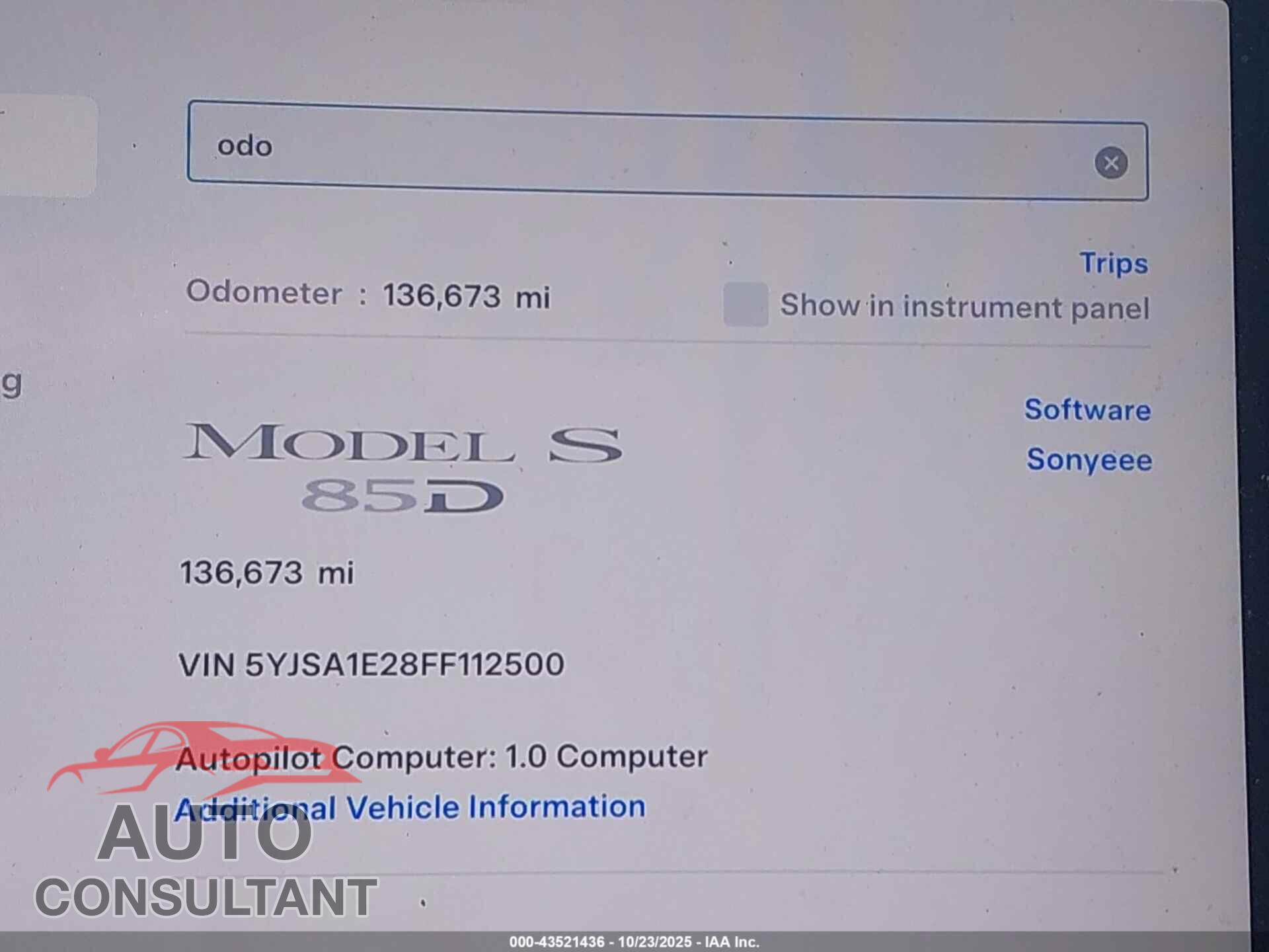 TESLA MODEL S 2015 - 5YJSA1E28FF112500