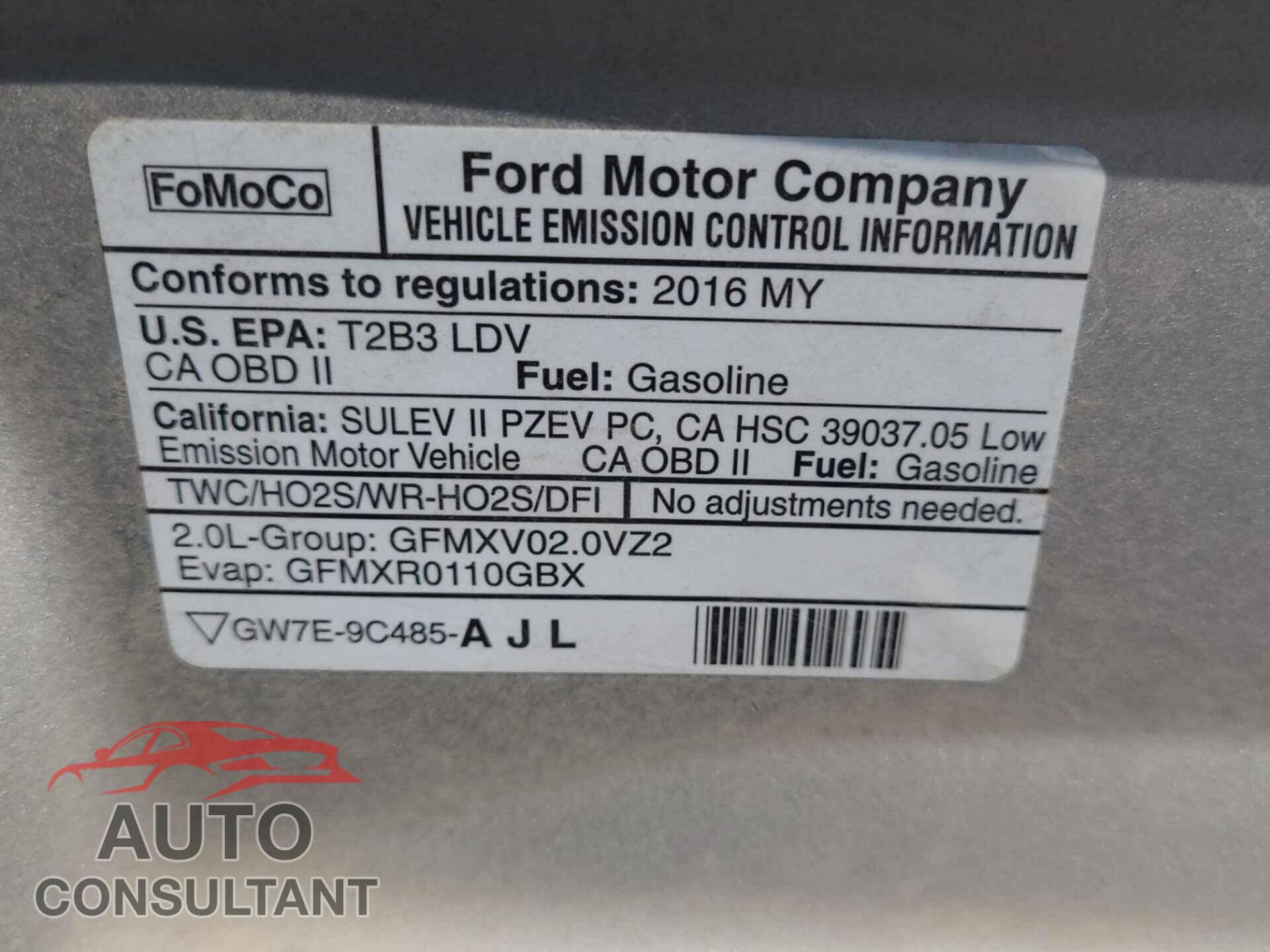 FORD FOCUS 2016 - 1FADP3E25GL370156