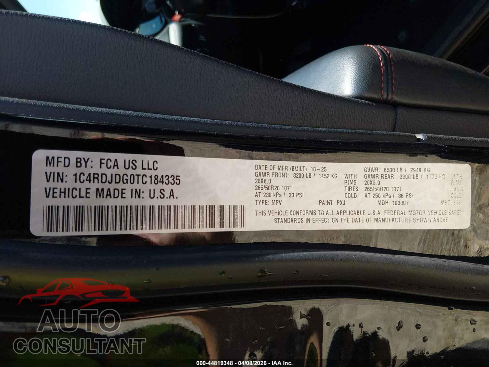 DODGE DURANGO 2026 - 1C4RDJDG0TC184335
