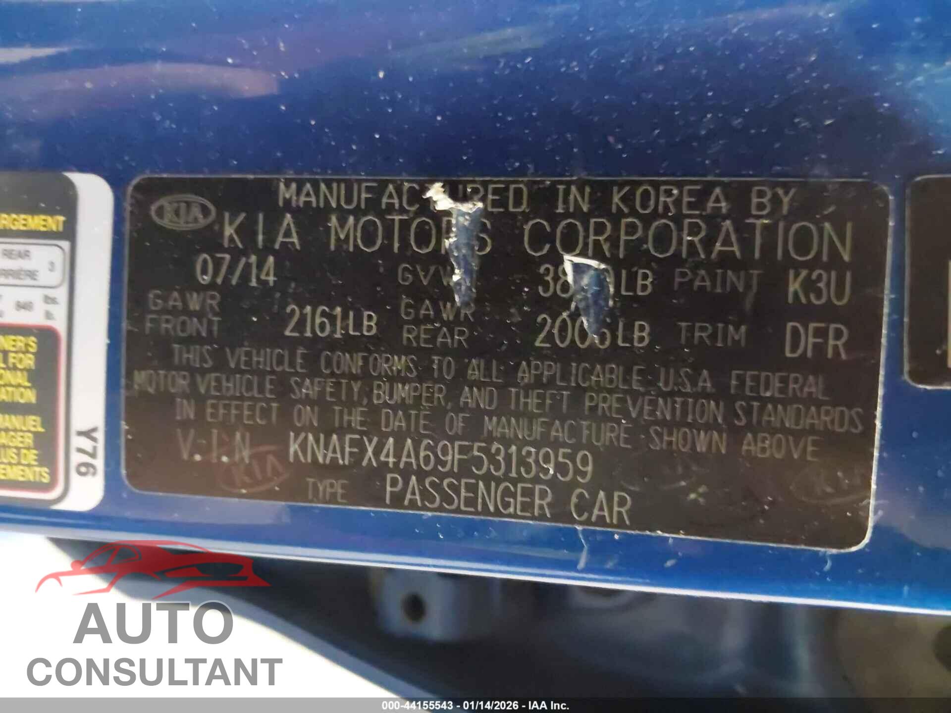 KIA FORTE 2015 - KNAFX4A69F5313959
