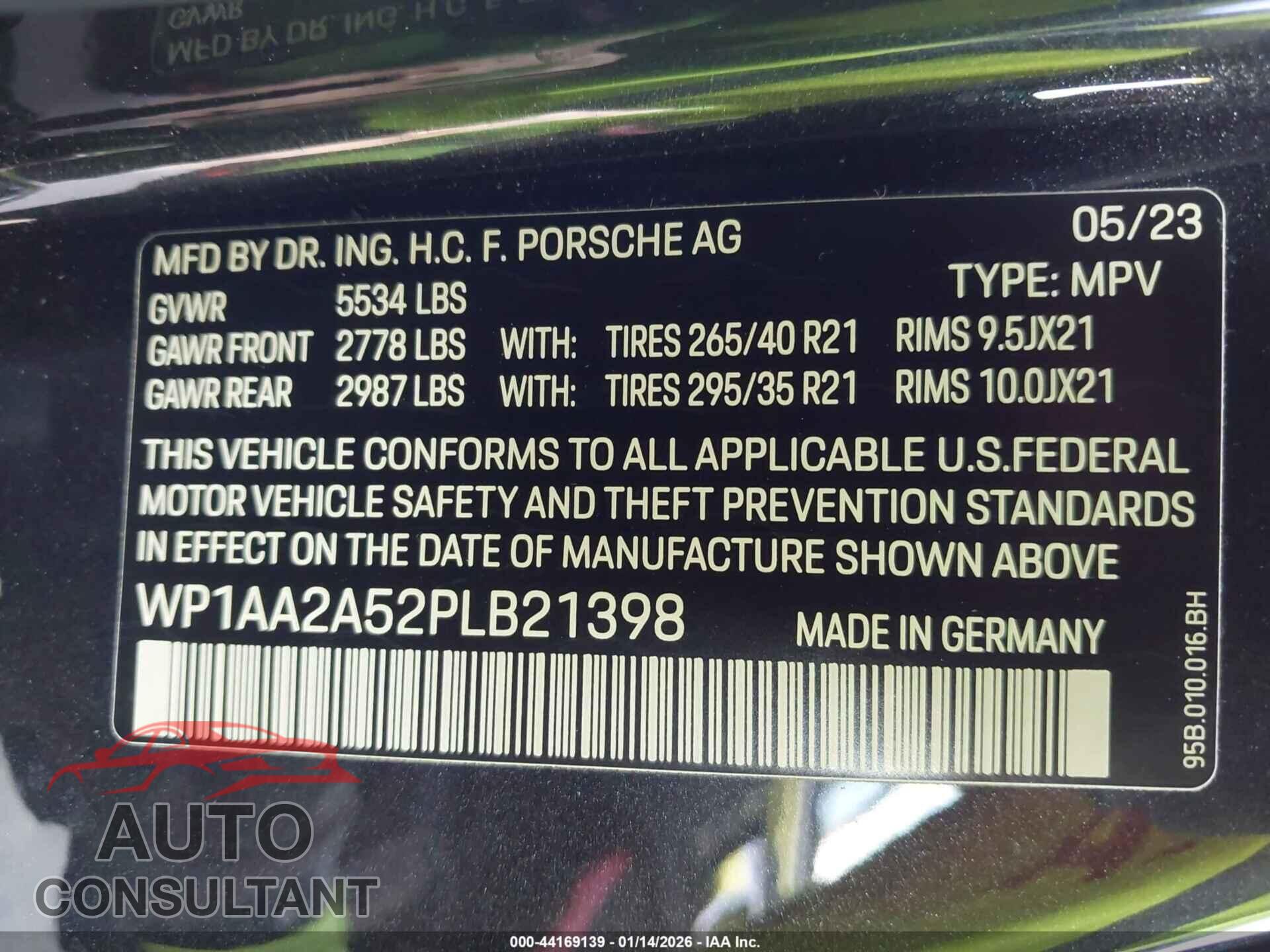 PORSCHE MACAN 2023 - WP1AA2A52PLB21398