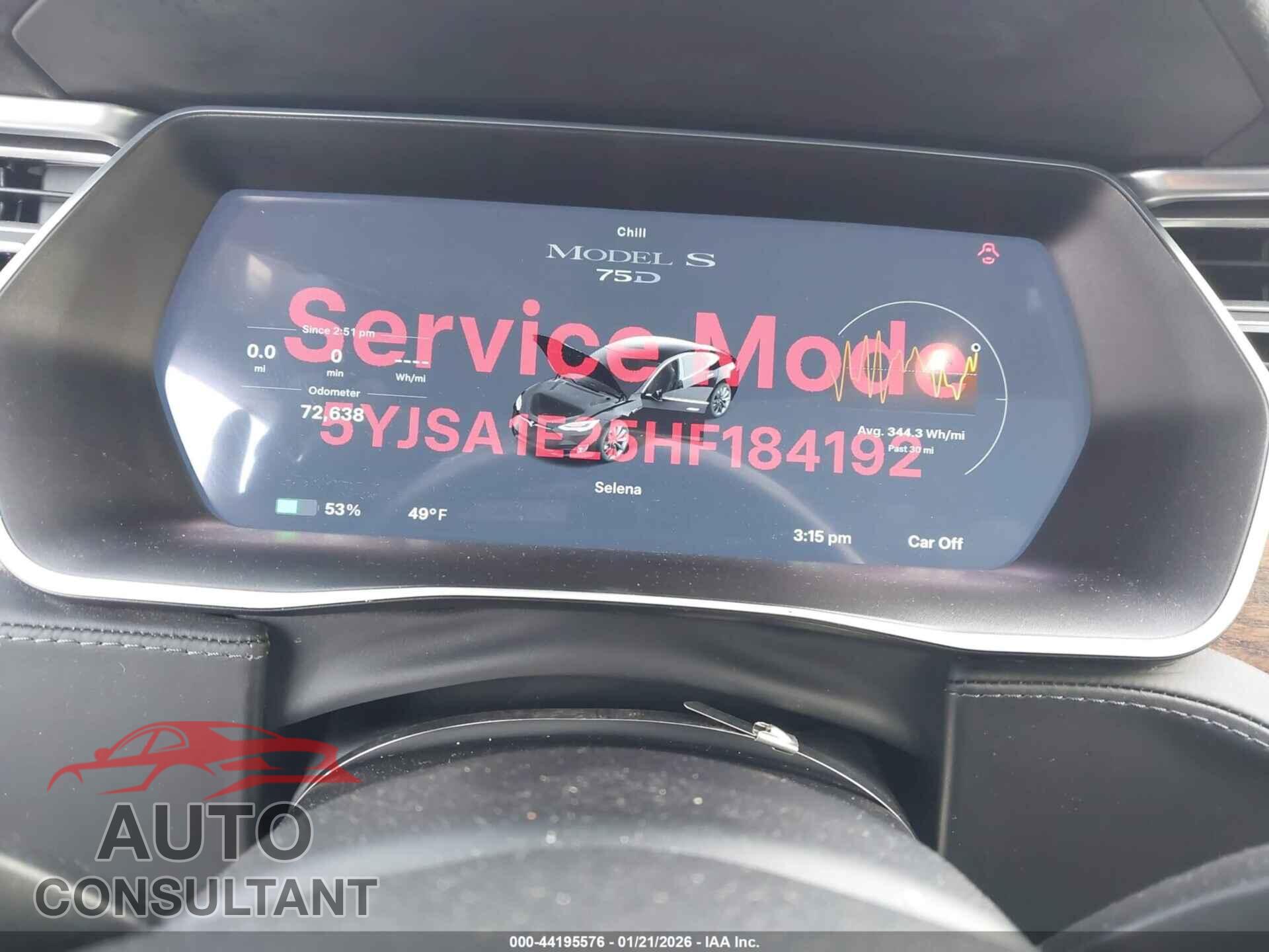 TESLA MODEL S 2017 - 5YJSA1E25HF184192