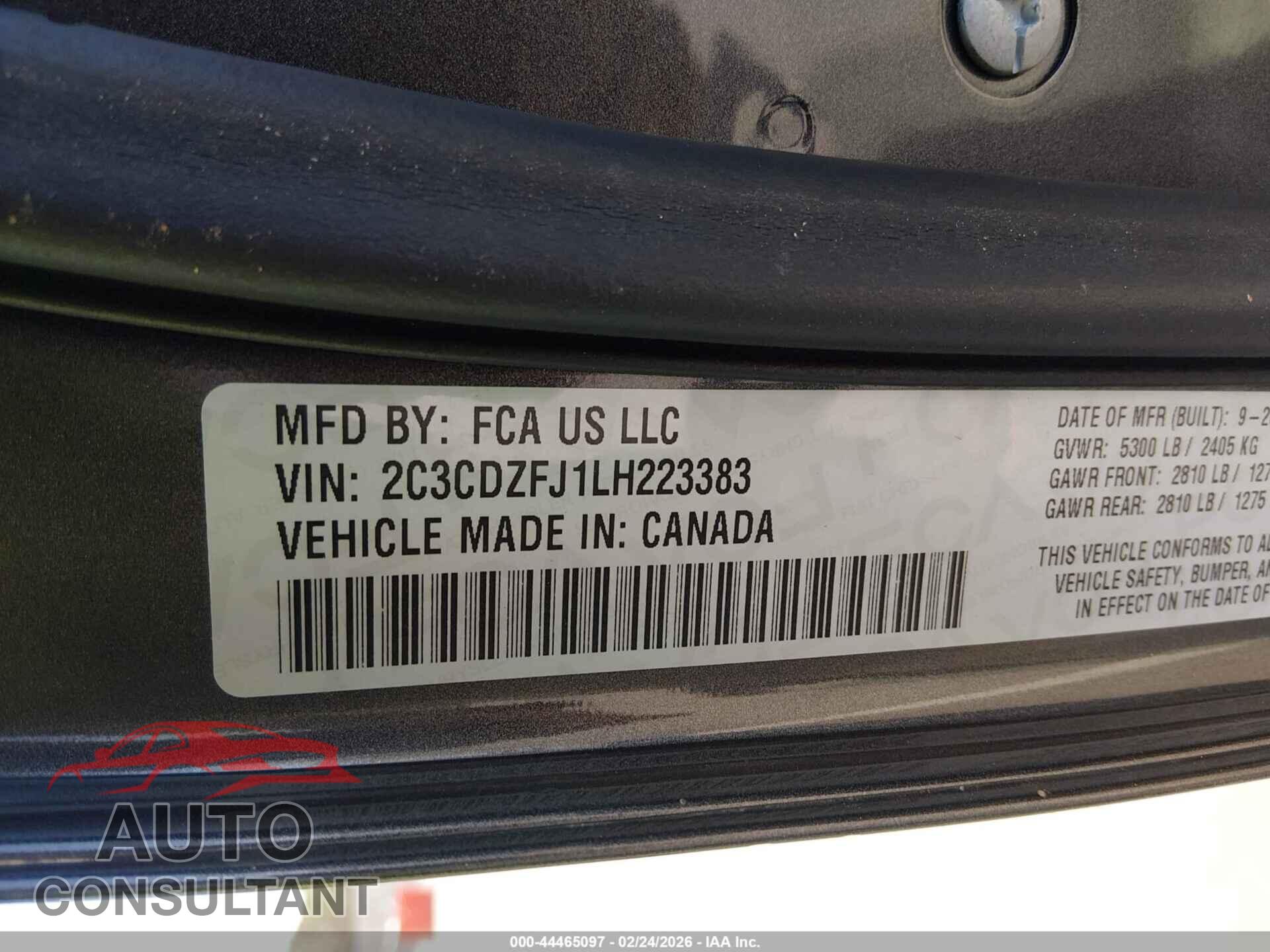 DODGE CHALLENGER 2020 - 2C3CDZFJ1LH223383