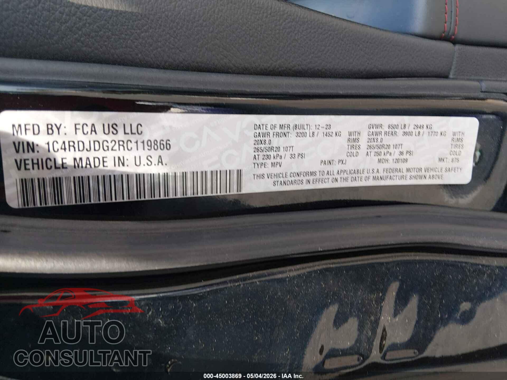 DODGE DURANGO 2024 - 1C4RDJDG2RC119866